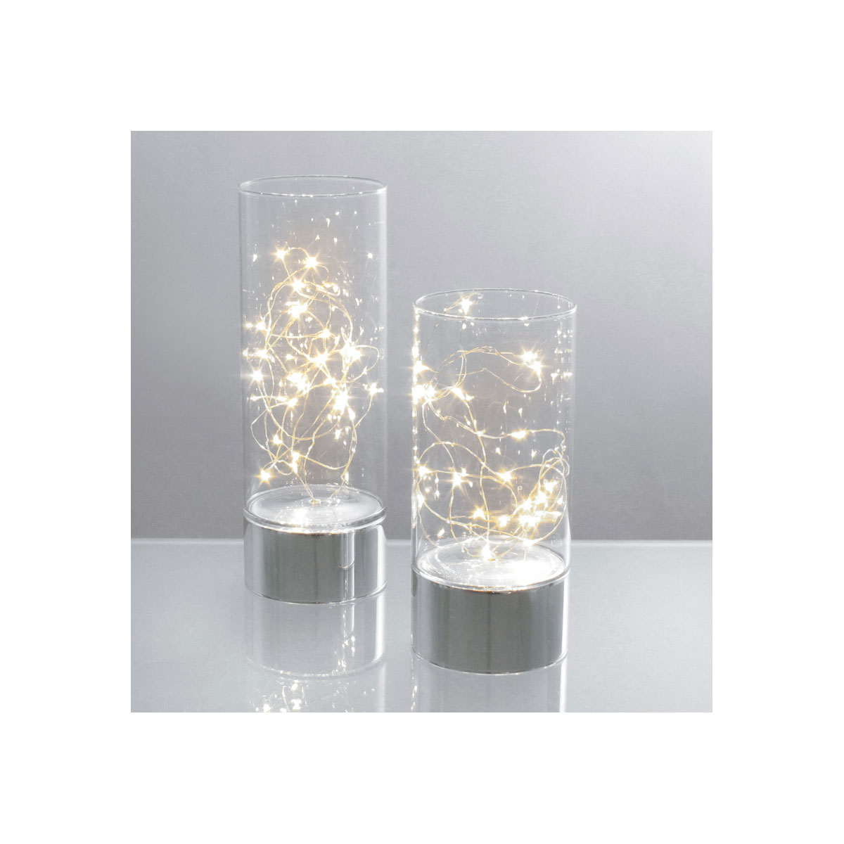 Lichtdeko mit LED-Kette Durchmesser 9 x 20 cm Glas Bild 1