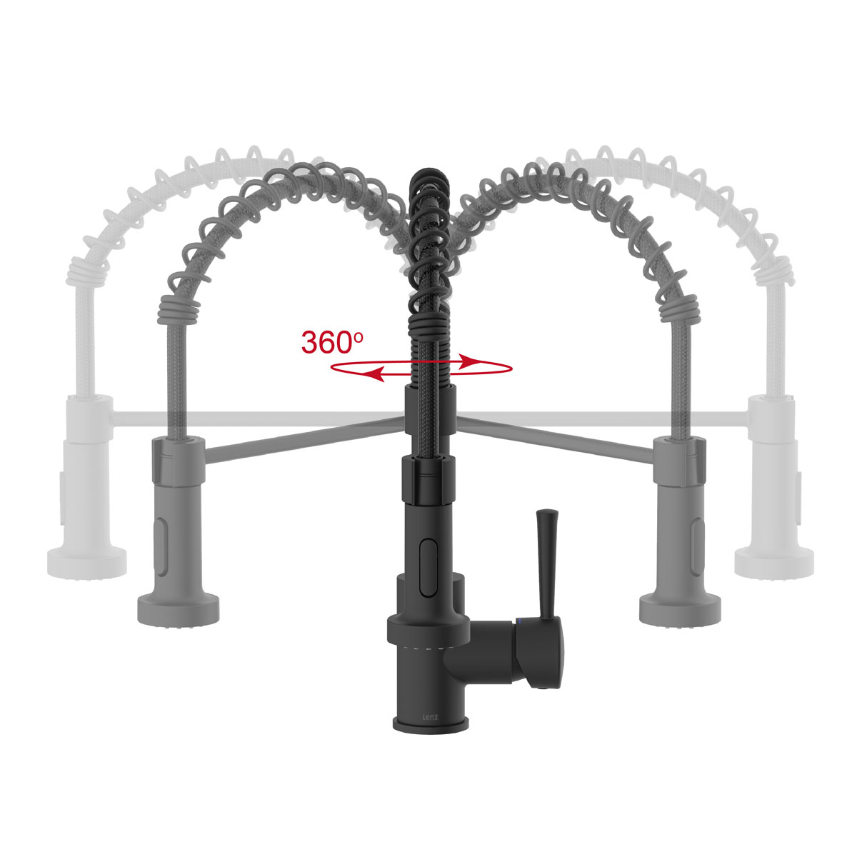 Lenz  Küchenarmatur NOVA mit Pendelbrause schwarz Bild 3
