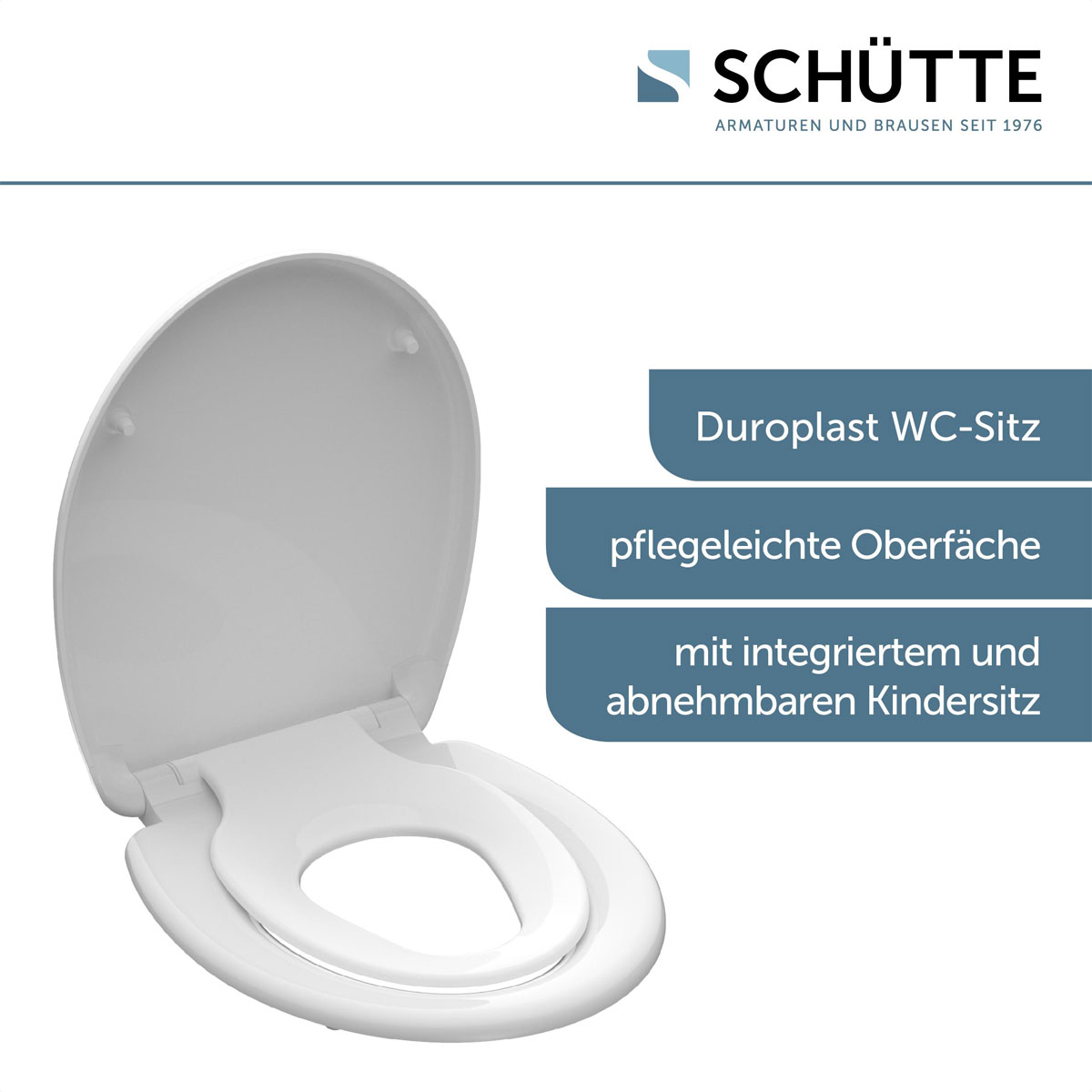 Schütte Duroplast WC-Sitz FAMILY WHITE mit Absenkautomatik und  Schnellverschluss | 518334