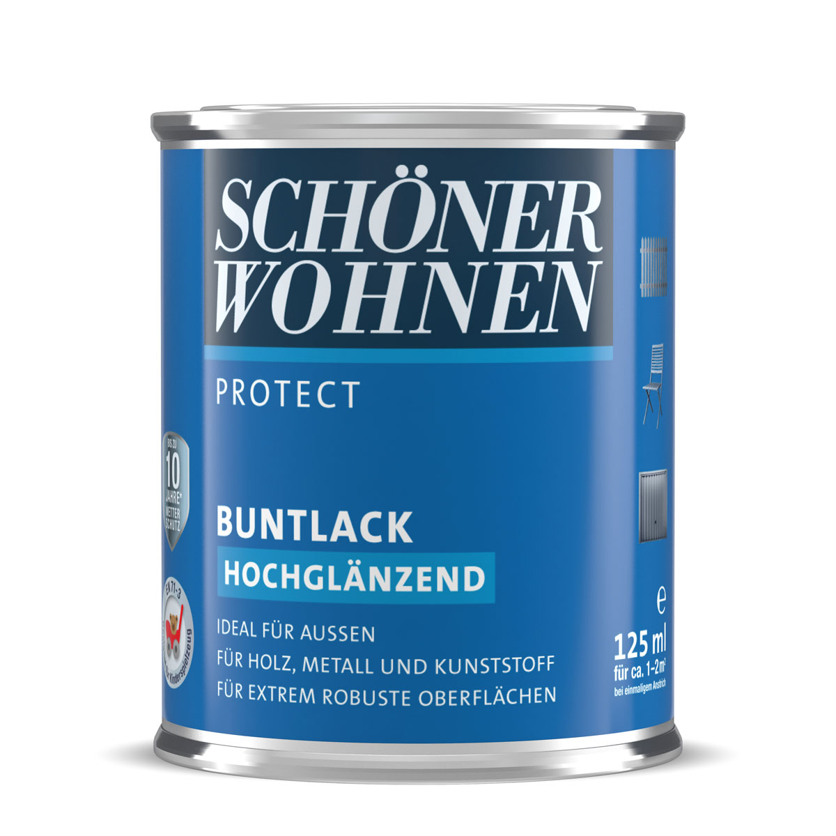 Schöner Wohnen Farbe Buntlack Protect Reinweiß hochglänzend 125 ml Schöner Wohnen Farbe Buntlack Protect Reinweiß hochglänzend 125 ml