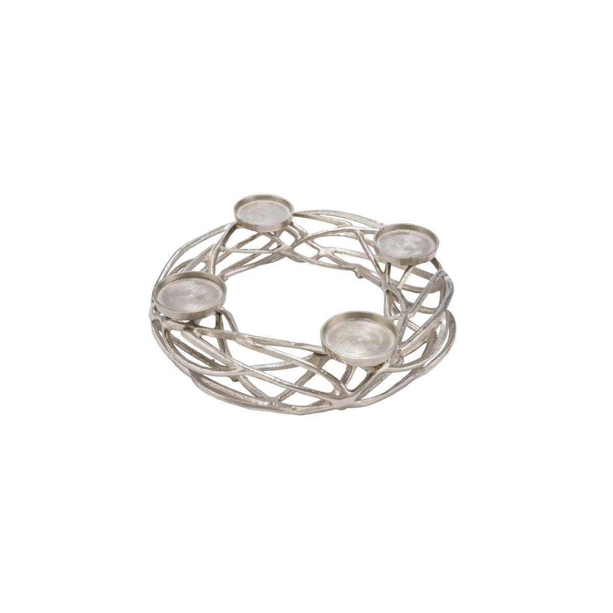 Alu-Adventskranz silber 40x40x10 cm