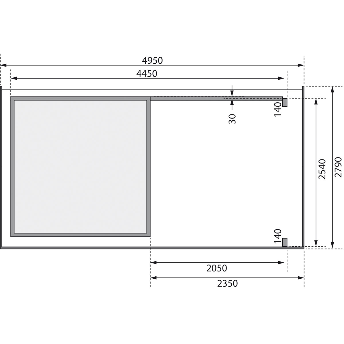 Karibu BBH Kandern 3 Set mit Anbaudach naturbelassen Bild 8