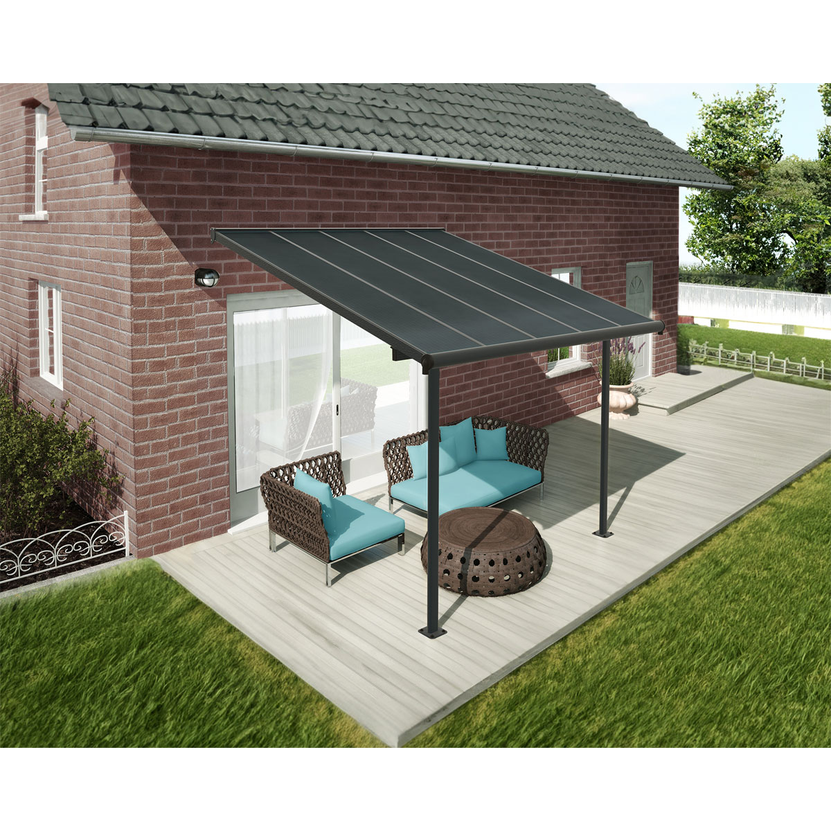 Palram Canopia Capri Alu Terrassenüberdachung Polycarbonat 3x3 m grau