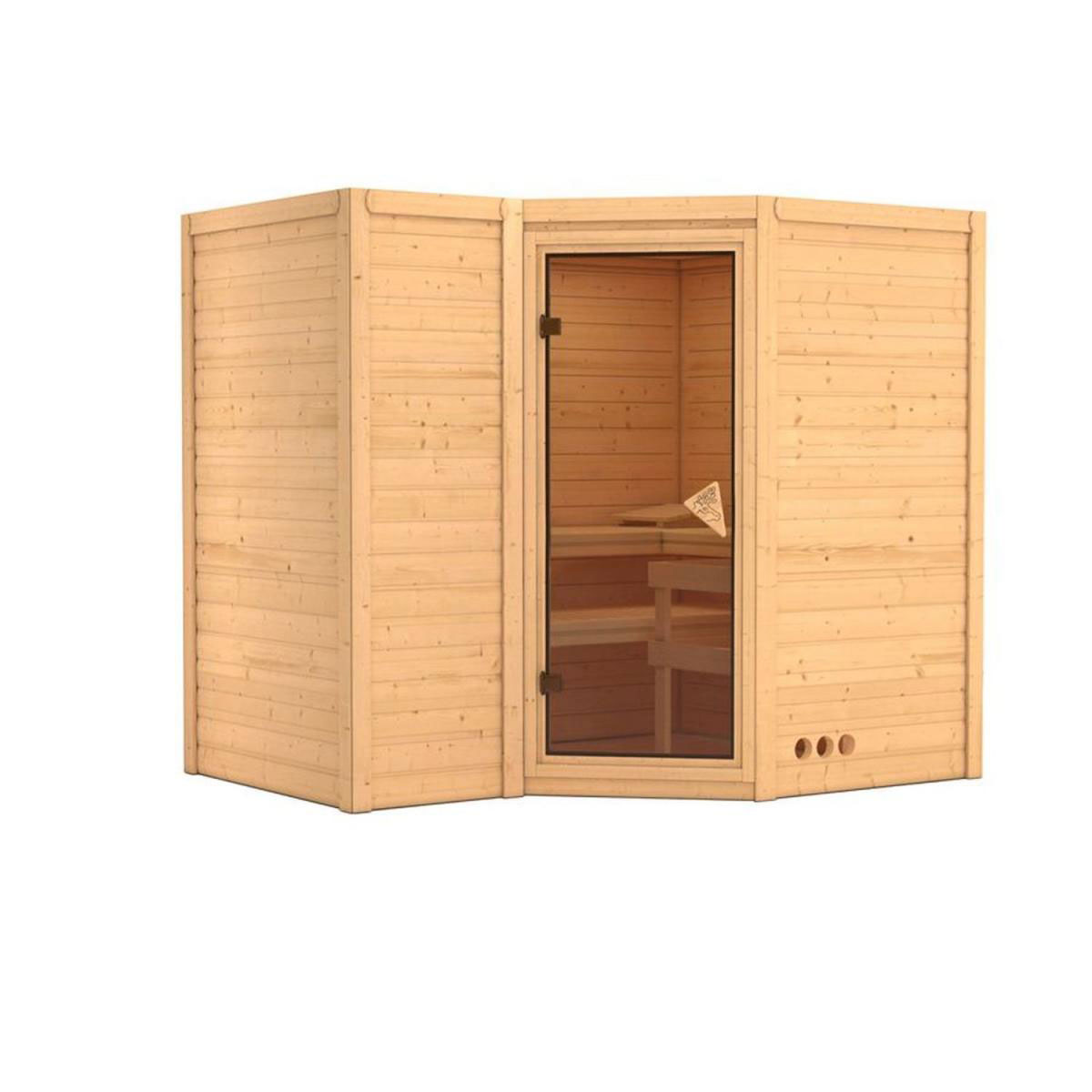 Karibu Massivholzsauna Sahib 2 40 mm ohne Ofen ohne Dachkranz Bild 2