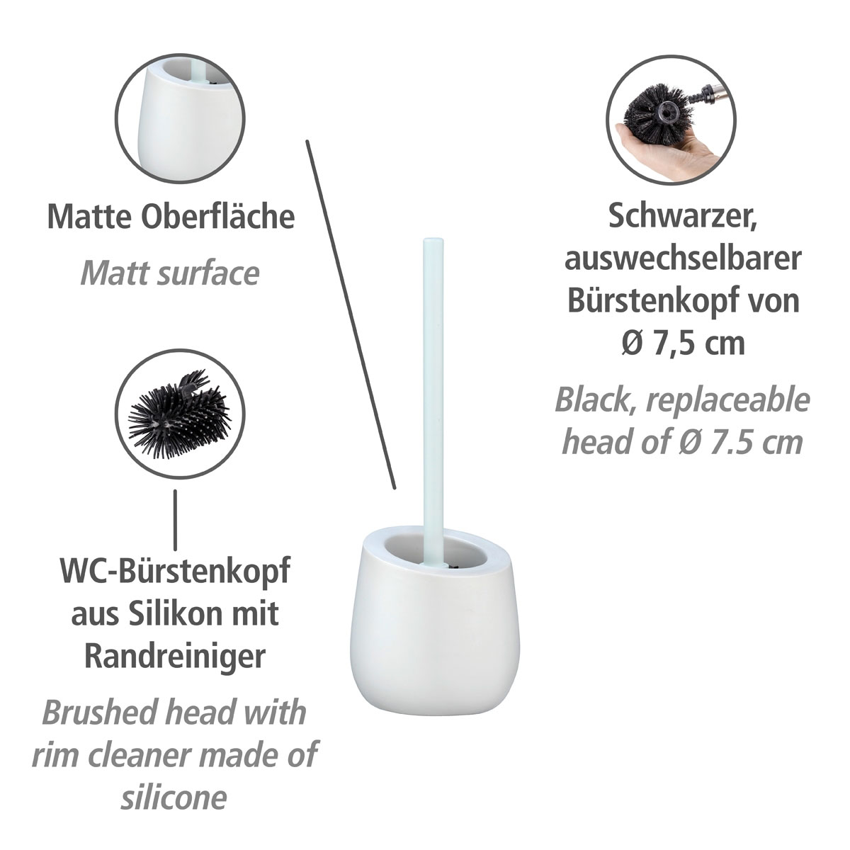 Wenko WC-Garnitur Badi Weiß Keramik WC-Bürstenhalter | 514476 | Toilettenbürstenhalter