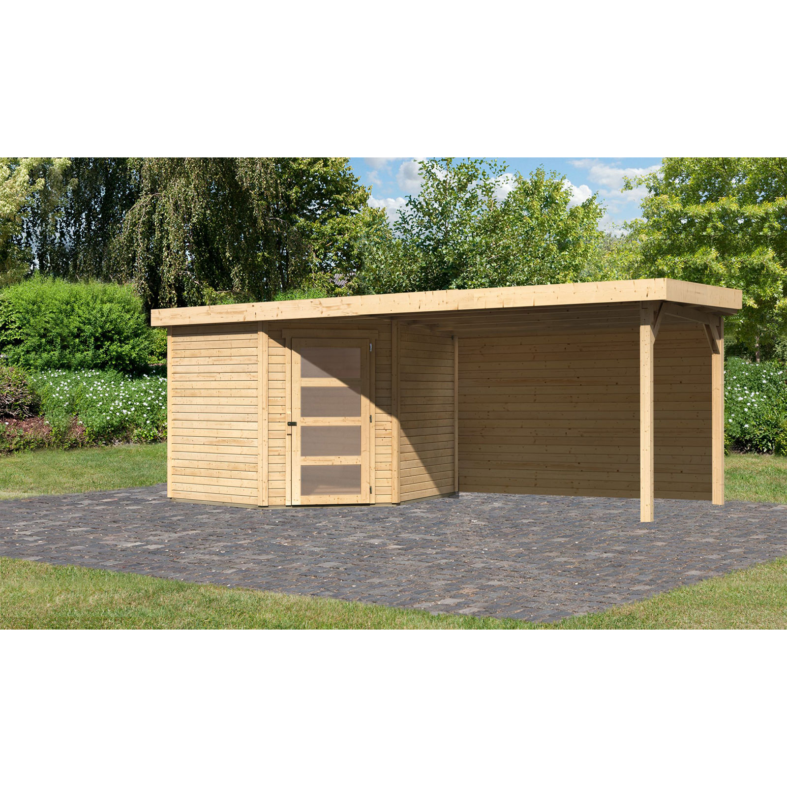 Karibu BBH Schwandorf 5 Set mit Anbau naturbelassen