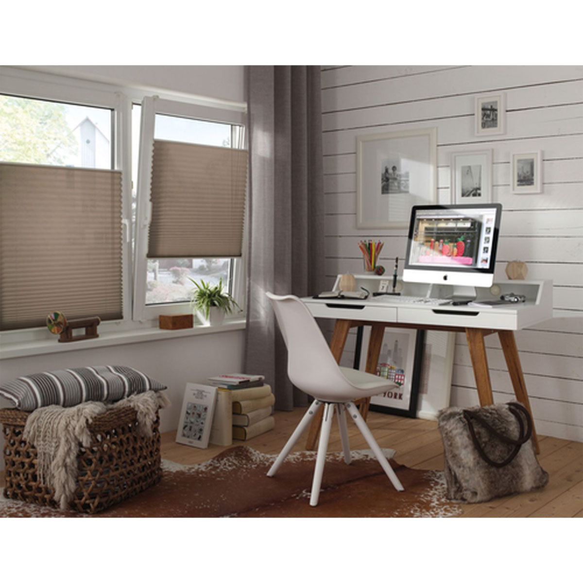 Gardinia Plissee EasyFix mit 2 Bedienschienen 90 x 130 cm taupe Bild 4