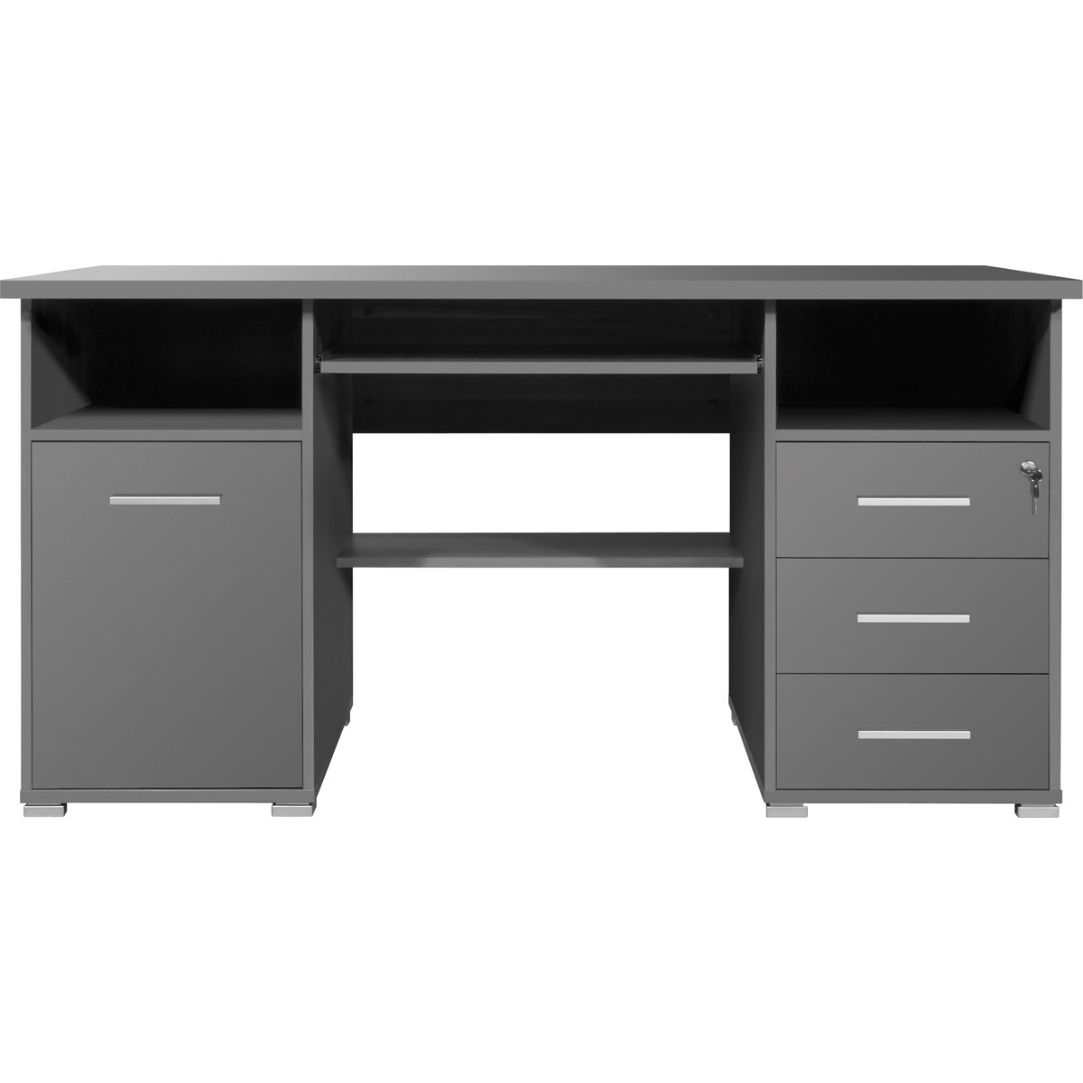 Schreibtisch Tipp abschließbar und mit Tastaturauszug 145 x 75 x 70 cm Sonoma-Eiche-Nachbildung/weiß
