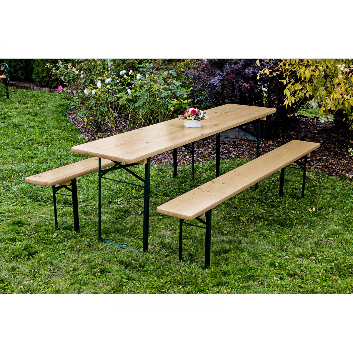 Festzeltgarnitur Standard mit Tisch 220 x 50 cm Festzeltgarnitur Standard mit Tisch 220 x 50 cm