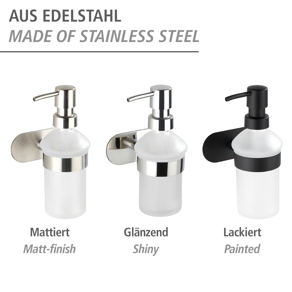 Wenko  Turbo-Loc Edelstahl Seifenspender Orea Black Matt Flüssigseifen-Spender Befestigen ohne bohren ca 200 ml Bild 5