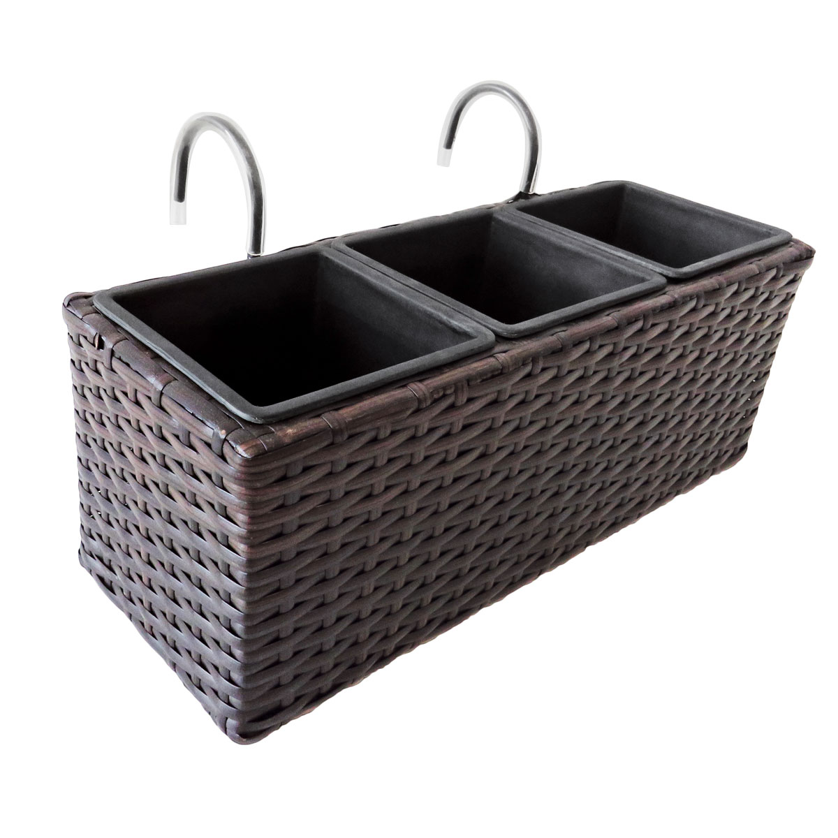 Haveson 3er Rattan-Kräuterbalkonkasten Lotus 42 x 16 x 16 cm