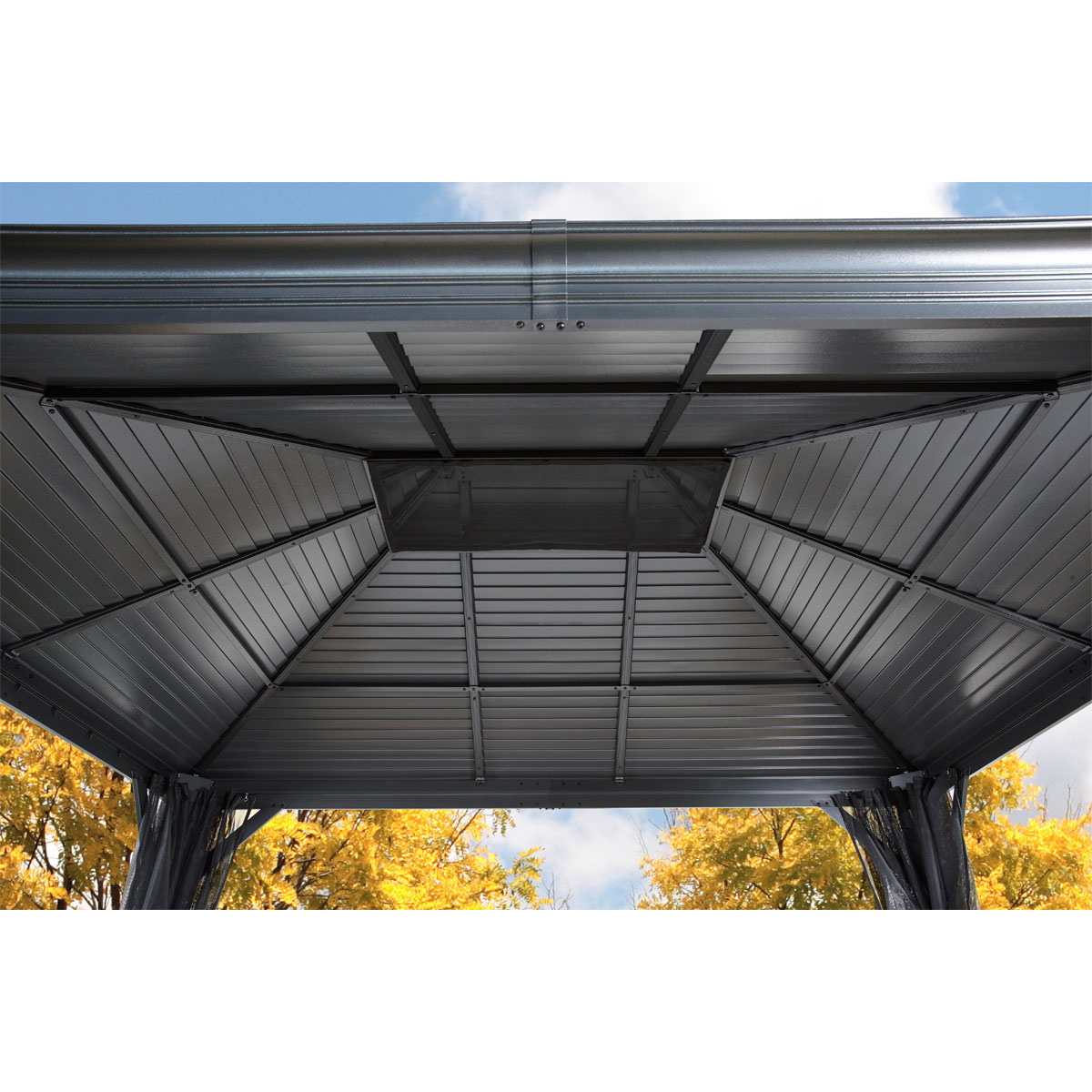 Sojag Pavillon Mykonos 1012 inkl. Moskitonetz 299x364x291cm Basaltgrau Bild 9