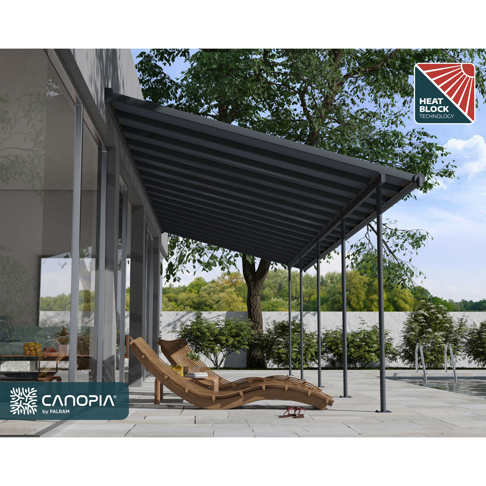 Palram Canopia Capri Alu Terrassenüberdachung Polycarbonat 3x9,7 m grau Bild 3