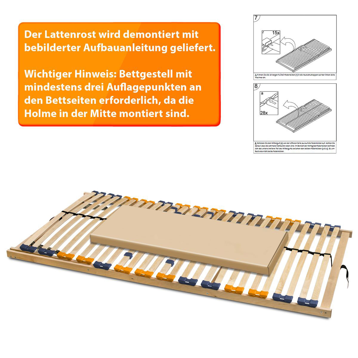 Coemo Lattenrost MULTIRA 28 Federleisten Kopfteil verstellbar 70 x 200 cm Bild 7