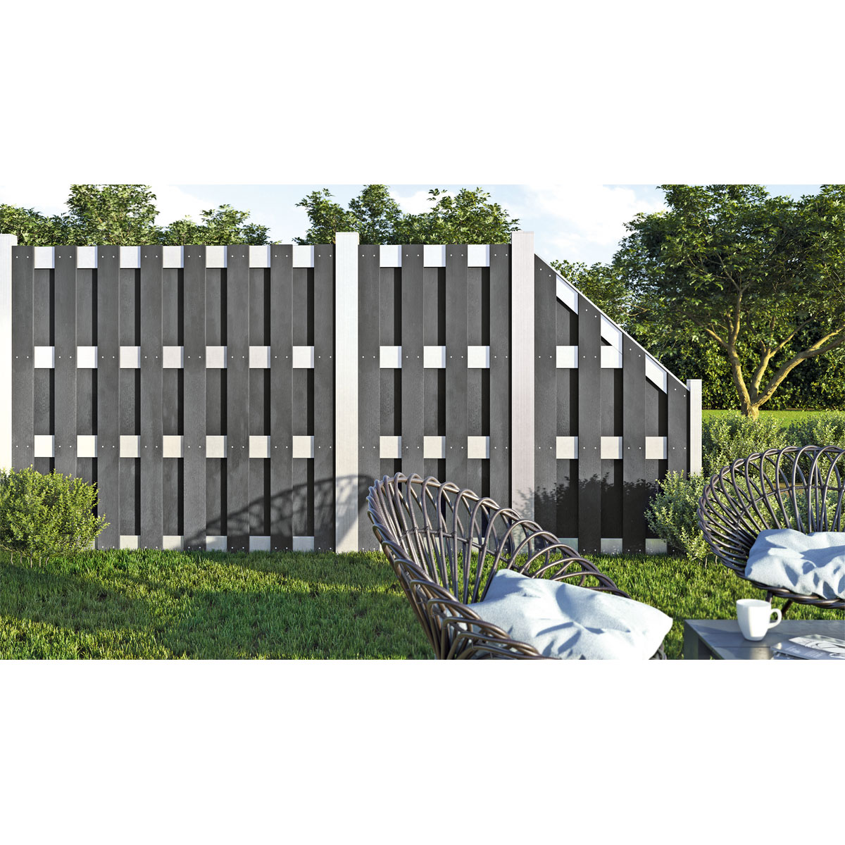 Hartmann Zaun Grundelement WPC/Alu 180x180 cm anthrazit / silber Bild 2