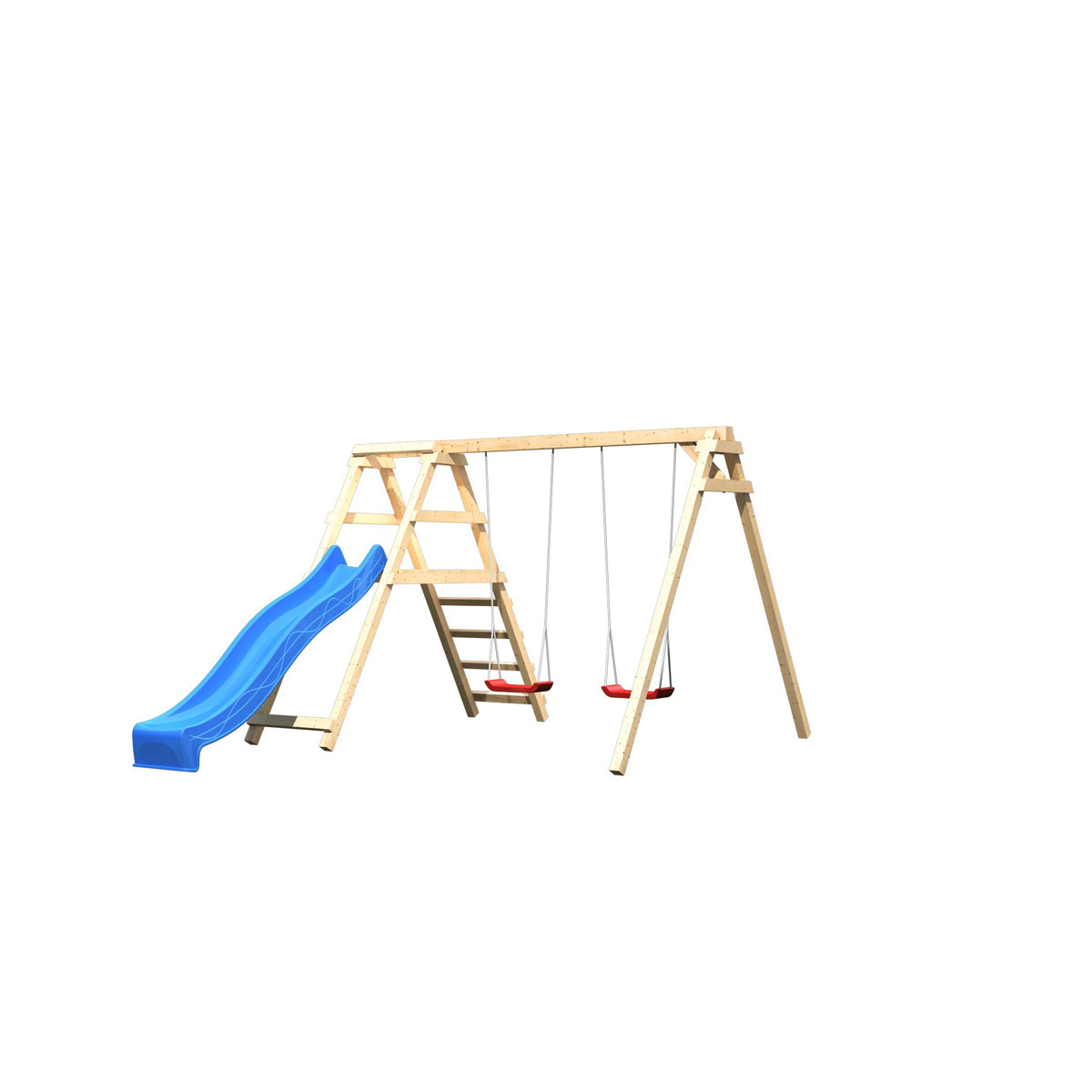 Karibu Doppelschaukel Felix mit Klettergerüst und Rutsche