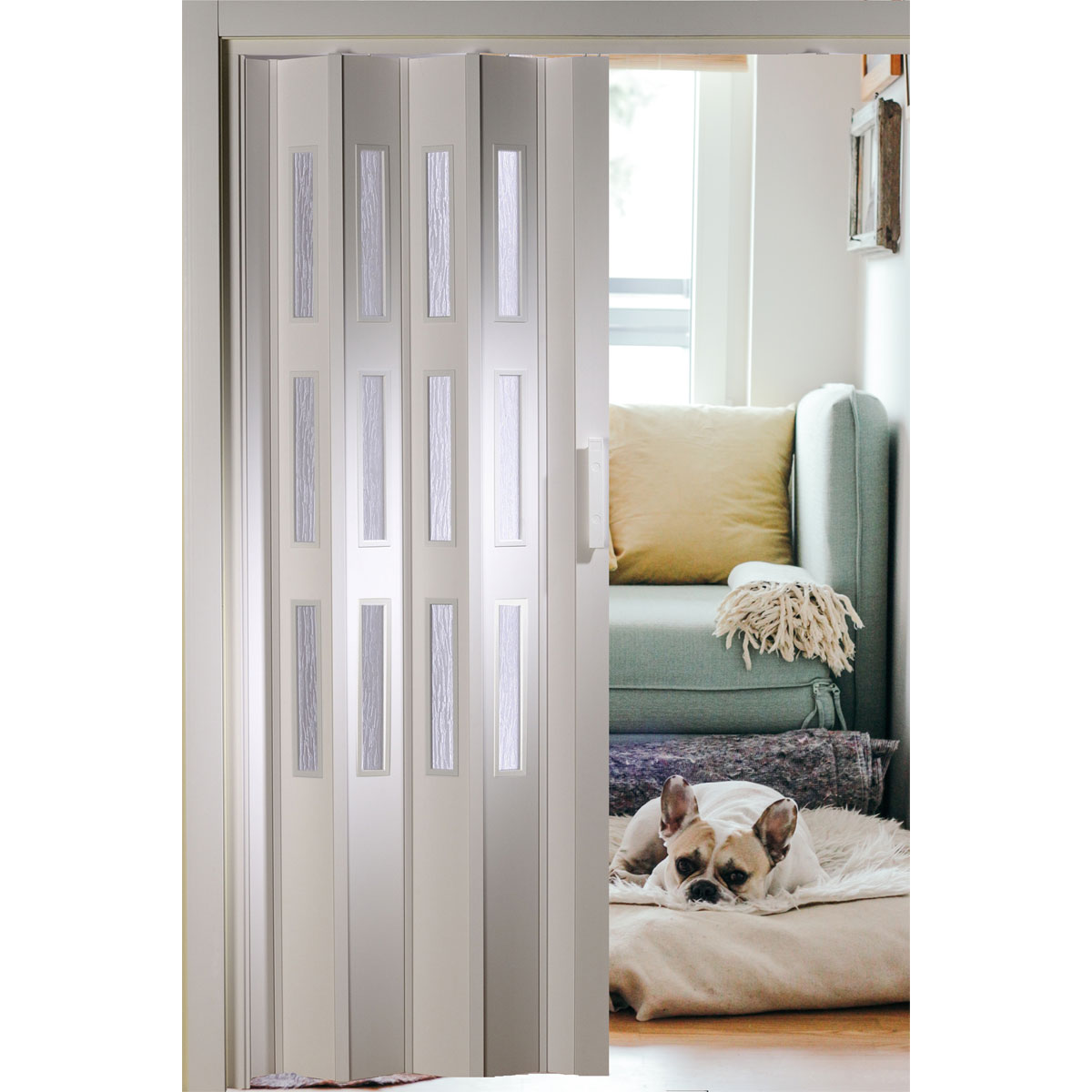 FORTE Kunststoff-Falttür Luciana B 88,5 x H 202 cm weiß 3 Fenster Bild 3