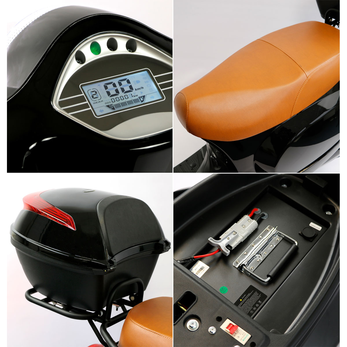 Rolektro Retro Roller E-Roller 45 km/h Lithium V.2021 Schwarz 60V-27,5Ah 2000W Bild 8