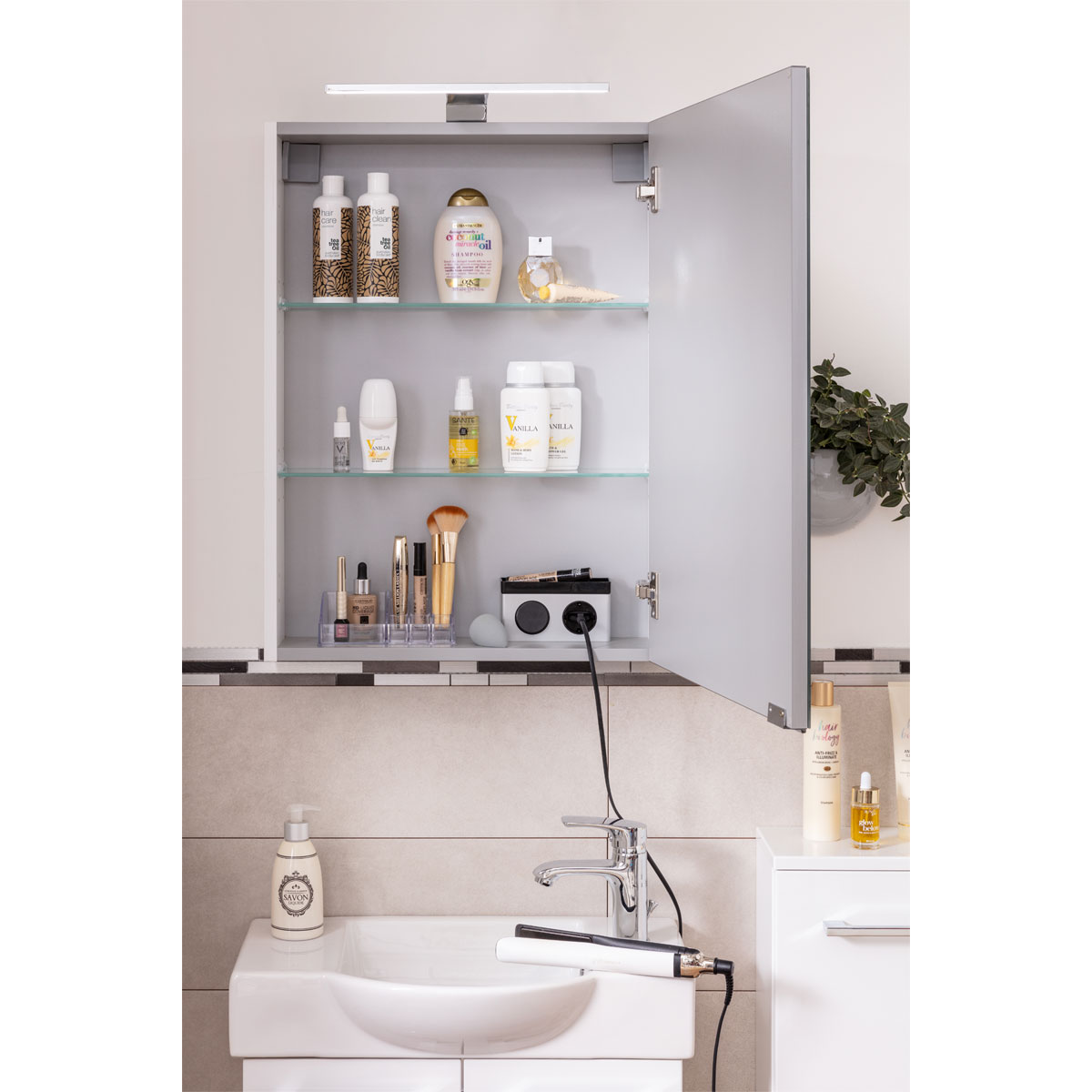 Fackelmann  Gäste-WC Spiegelschrank rechts SBC 500 x 680 x 153 mm Weiß Bild 2