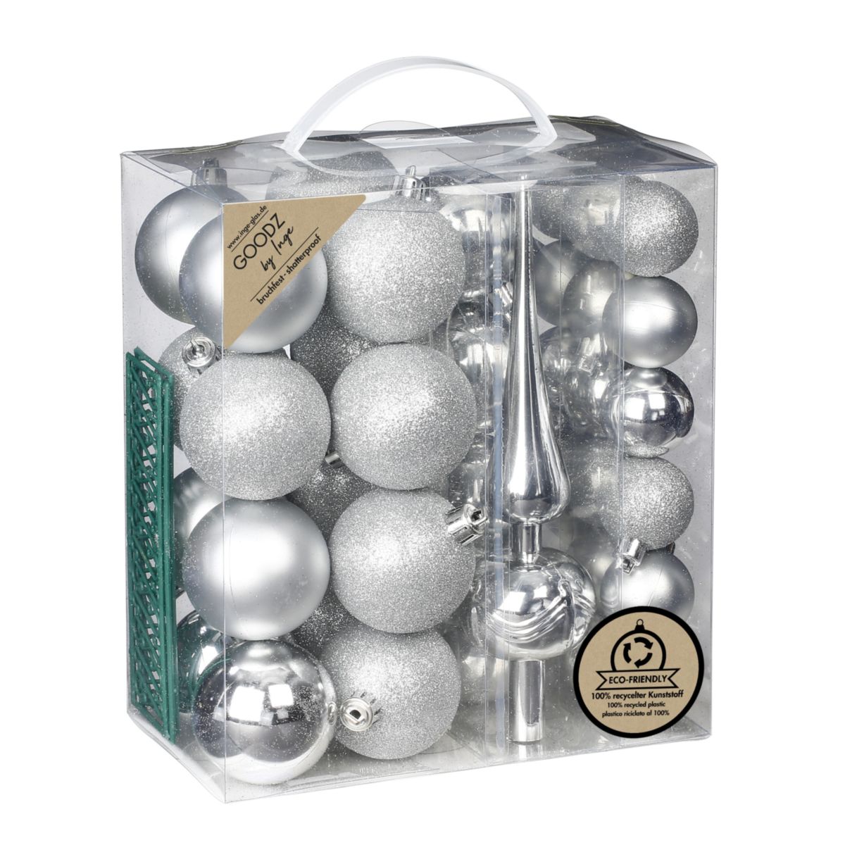 Kugelset 4 und 6cm mit Spitze Winter Silver