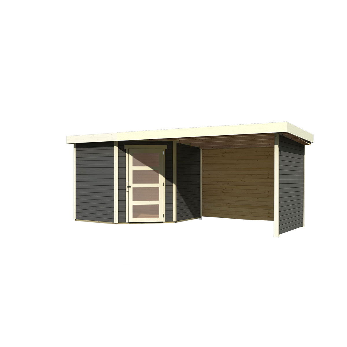 Karibu BBH Schwandorf 5 Set mit Anbau terragrau Bild 4