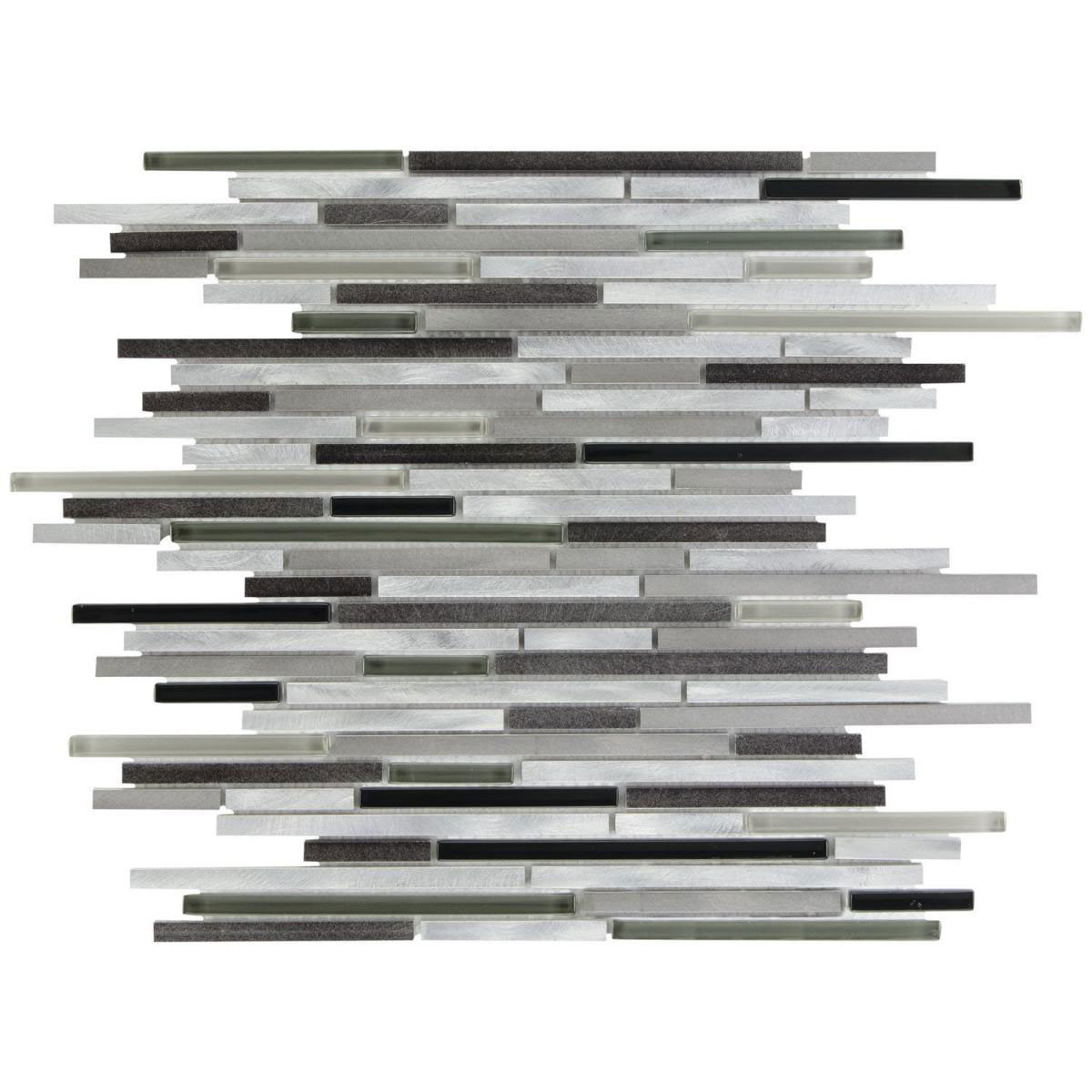 Kombimosaik Cosmos Steel Black/Grey/Alu Stäbchen 30 x 40,8 x 0,8 cm