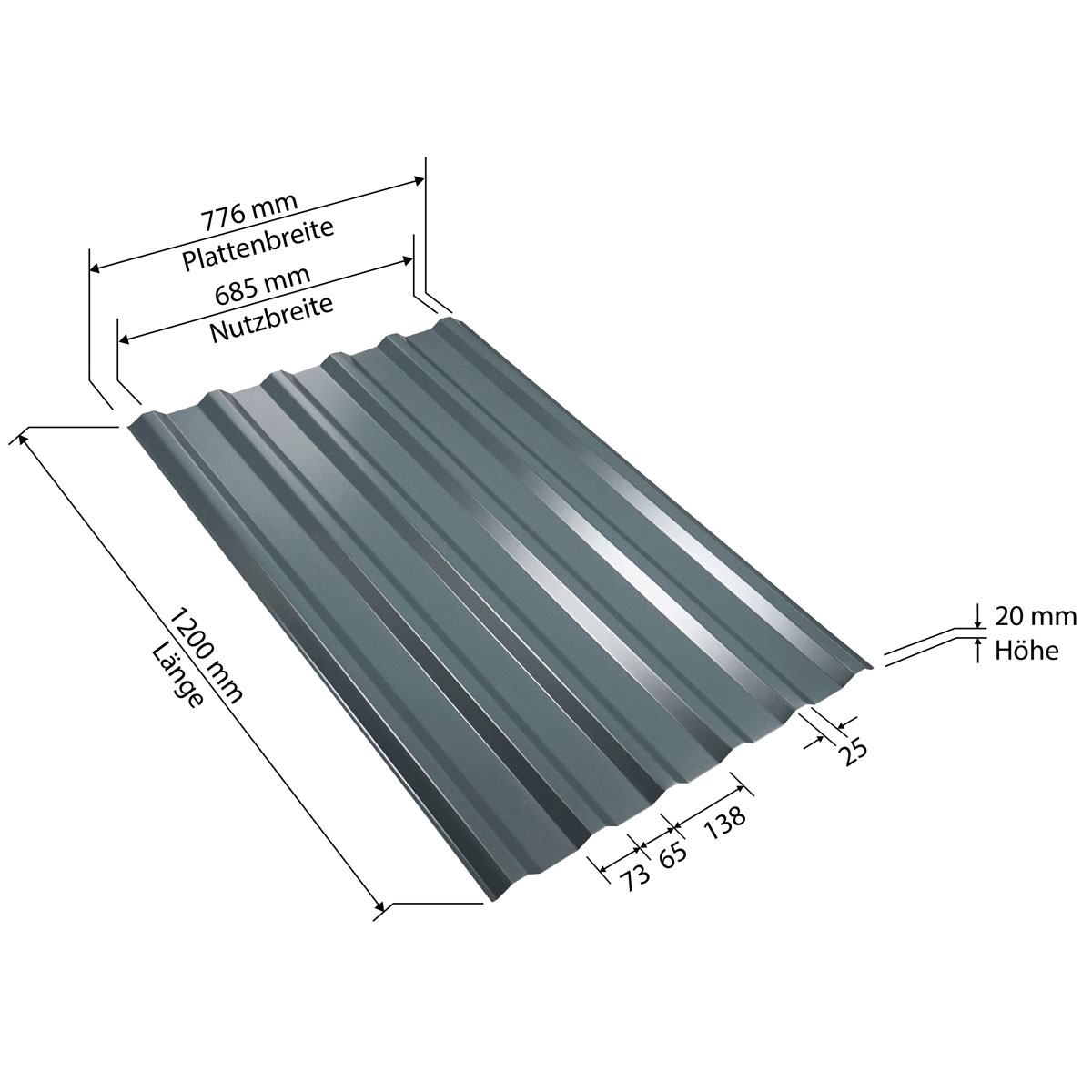 Trapezblech anthrazit 120 x 77,6 cm Bild 2