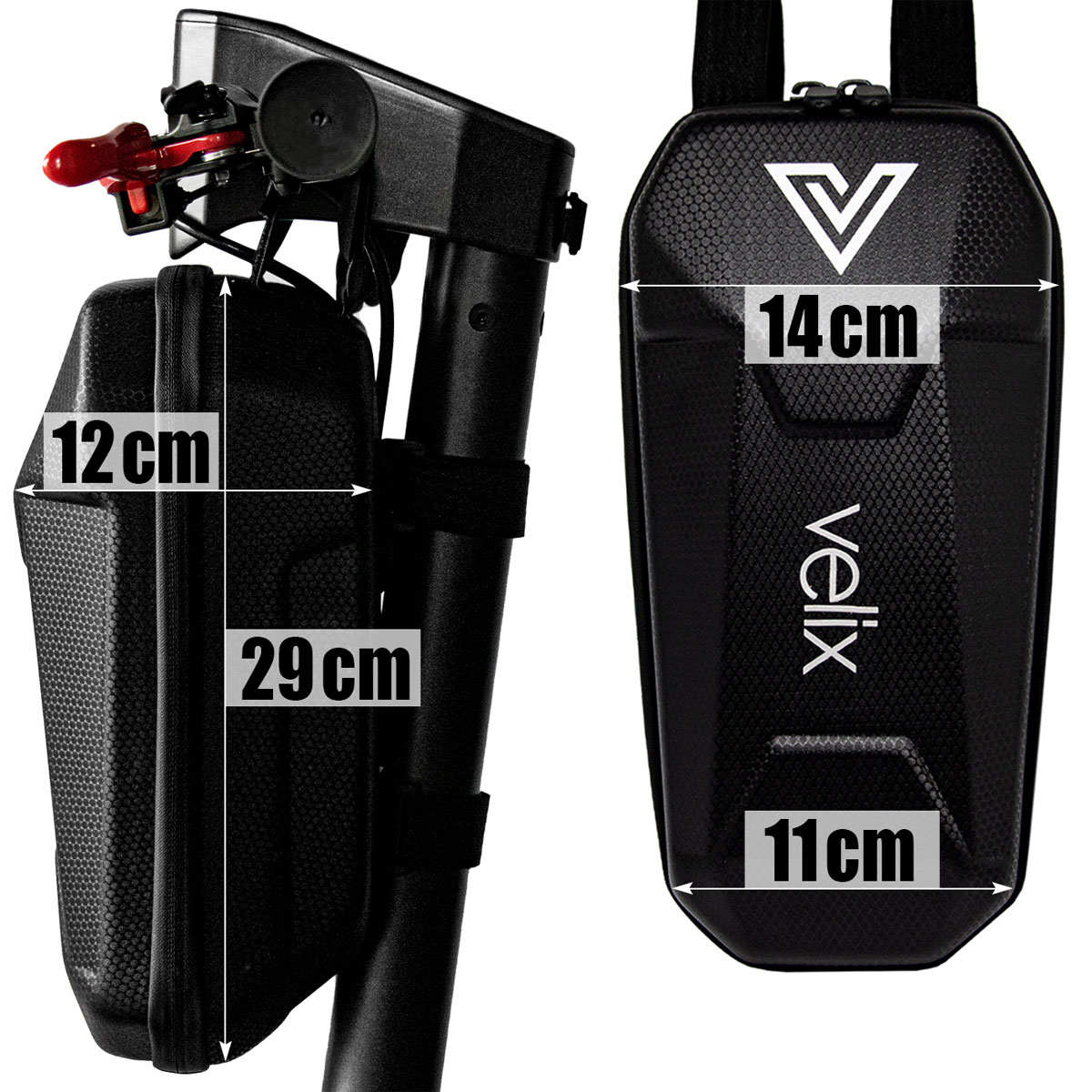 Velix Lenkertasche Zubehör Tasche für Lenker L30 cm mit Haltebändern Schwarz