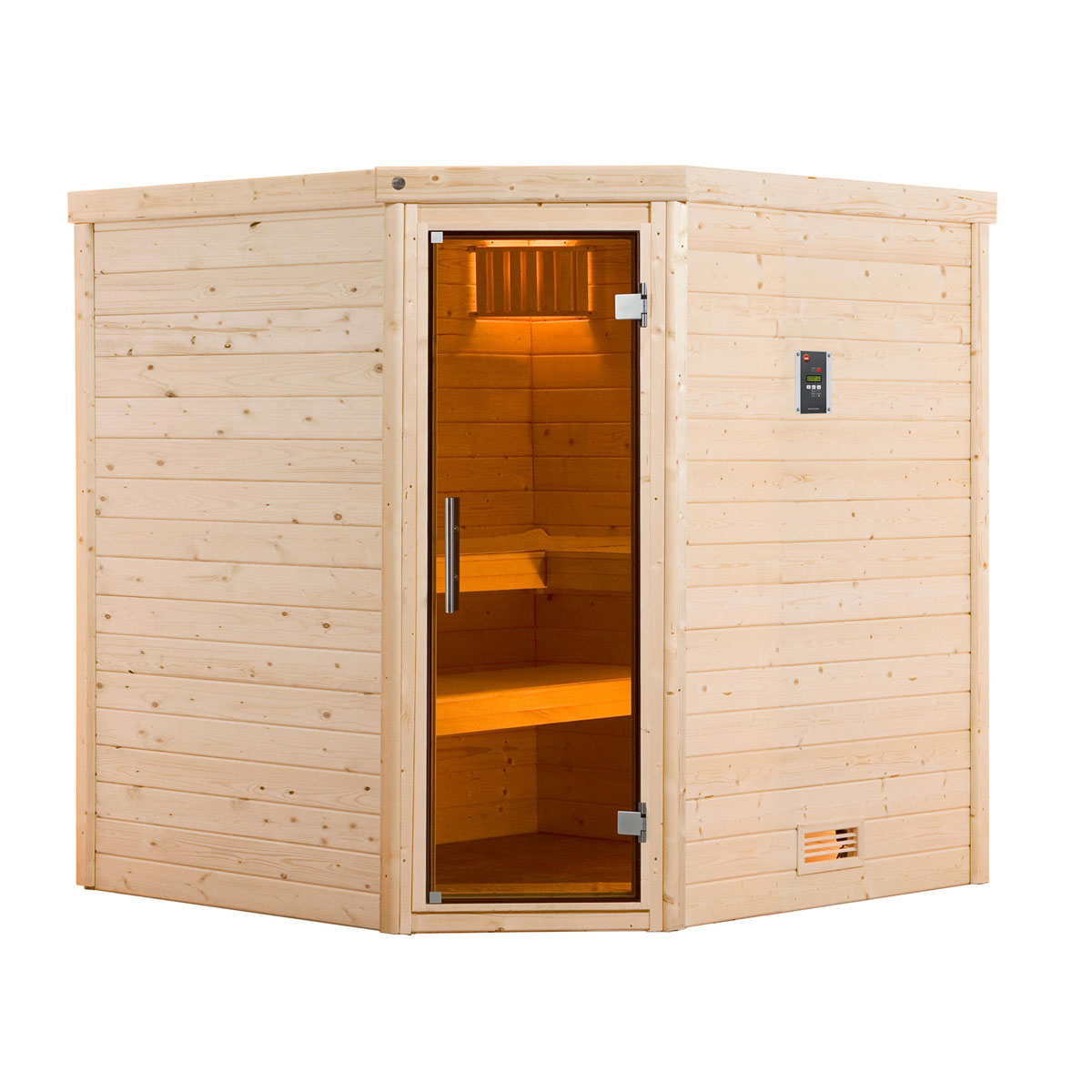 Weka  Design-Sauna Cubilis Größe 1 Sparset 7,5kW Bio S Glastuer und Fenster