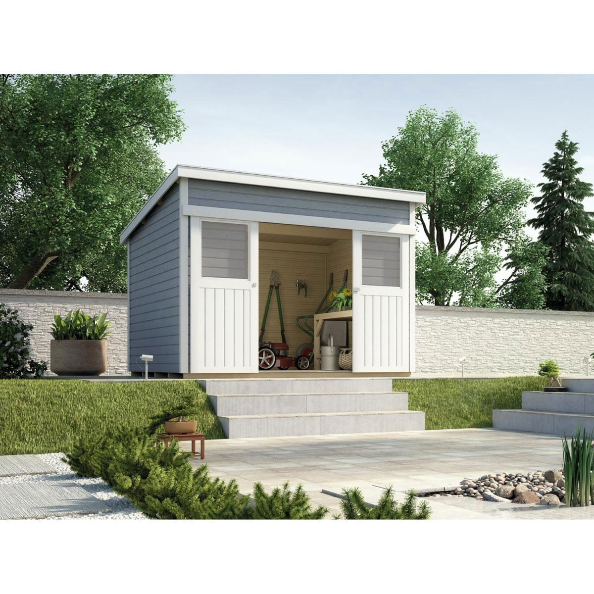 Weka Schiebetürhaus 225 Größe 1/2 315 x 335 x 238 cm grau