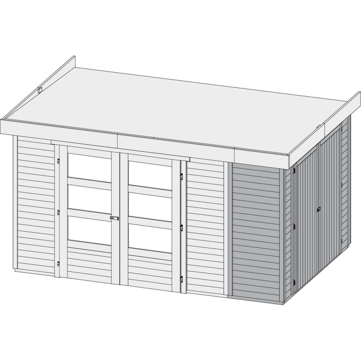 Karibu Gartenhaus Retola 4 inkl Anbauschrank und Anbaudach 2,80 Meter naturbelassen Bild 3
