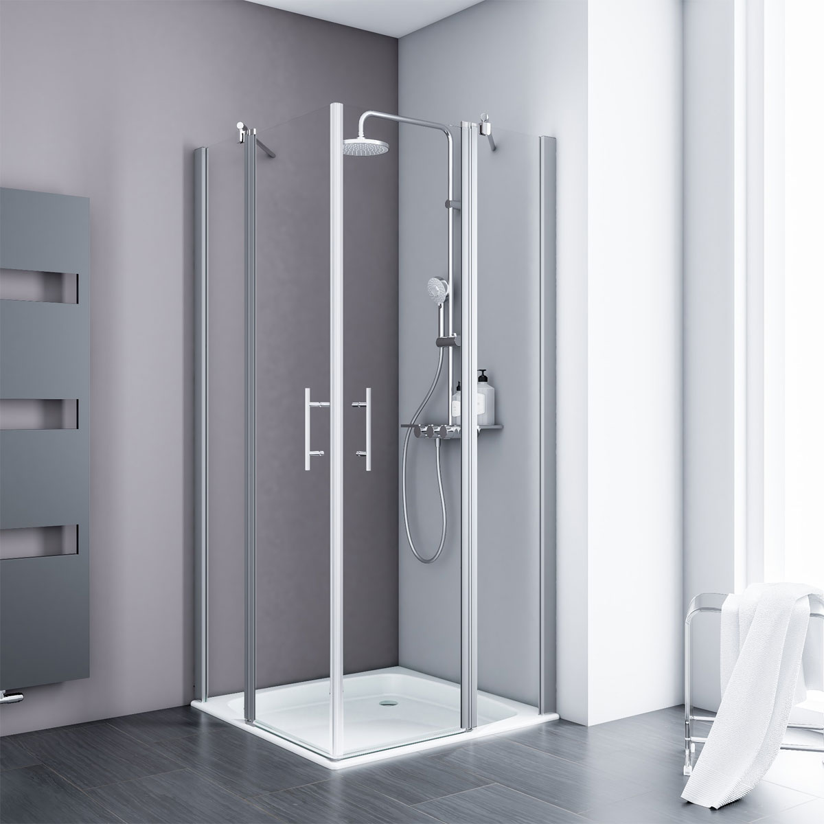 Schulte Duschwand Alexa Style 2.0 Eckeinstieg 4 teilig 192 x 90 cm