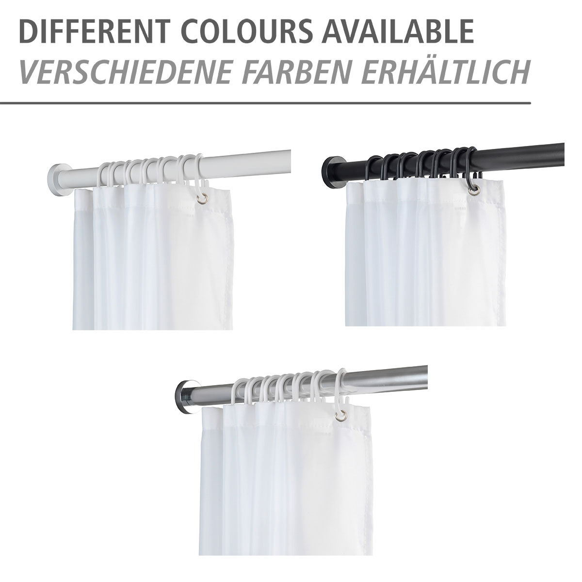 Wenko  Teleskop-Duschstange Luz 70 - 115 cm Chrom Ausziehbare Duschvorhangstange aus rostfreiem Edelstahl Bild 5