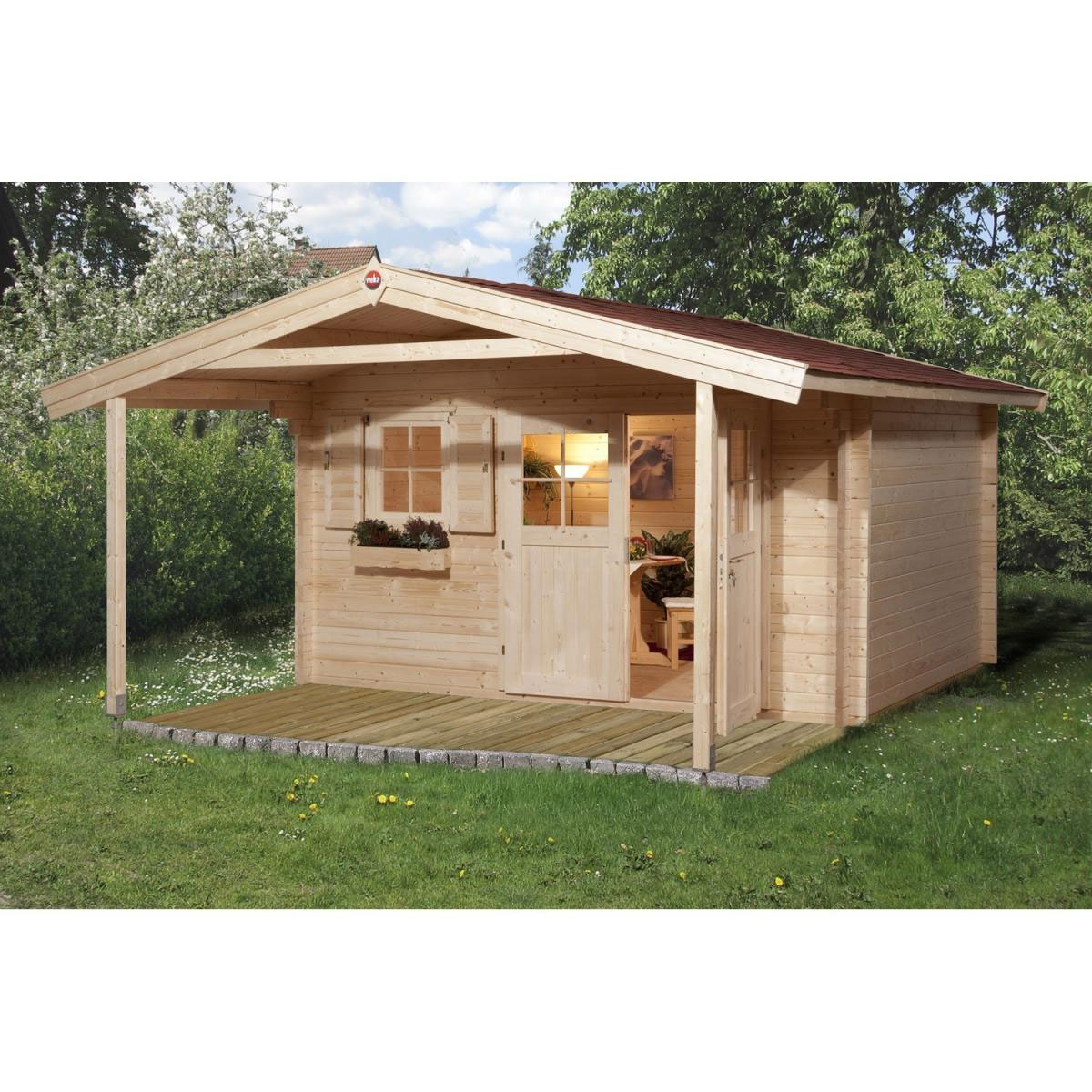 Weka Gartenhaus 111 A Größe 1/2/3 mit Vordach 460 x 460 x 262 cm Bild 2