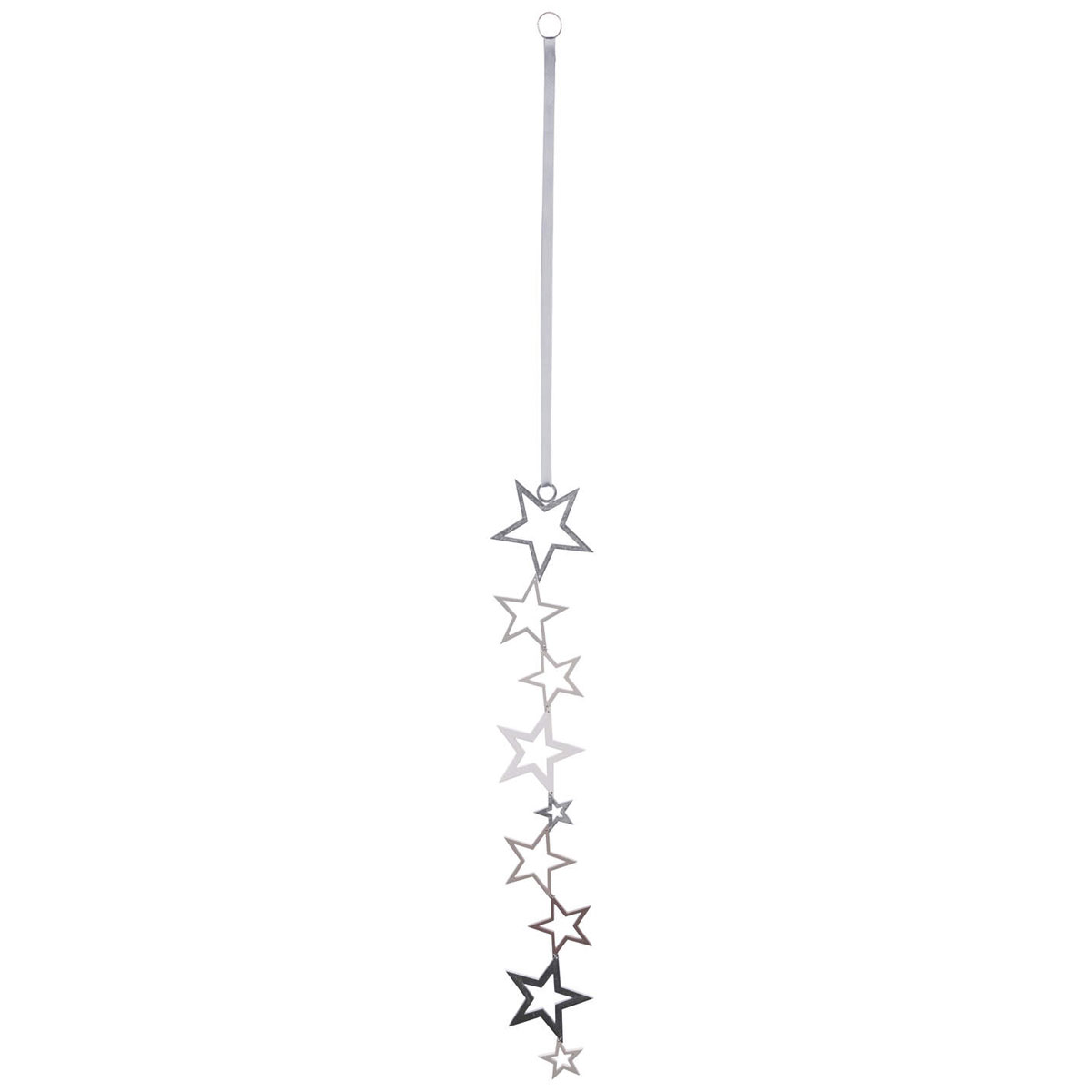 Holzgirlande Sterne weiss/grau/silber 10 x 0,5 x 58 cm