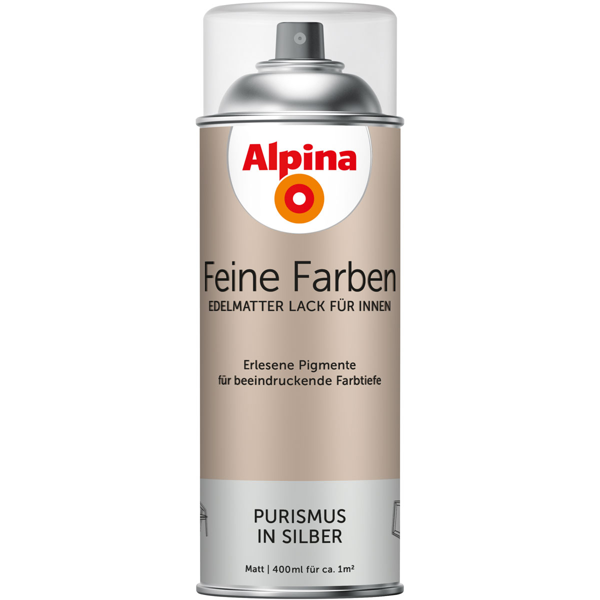 Alpina Buntlack Feine Farben Sprühlack Purismus in Silber 400ml