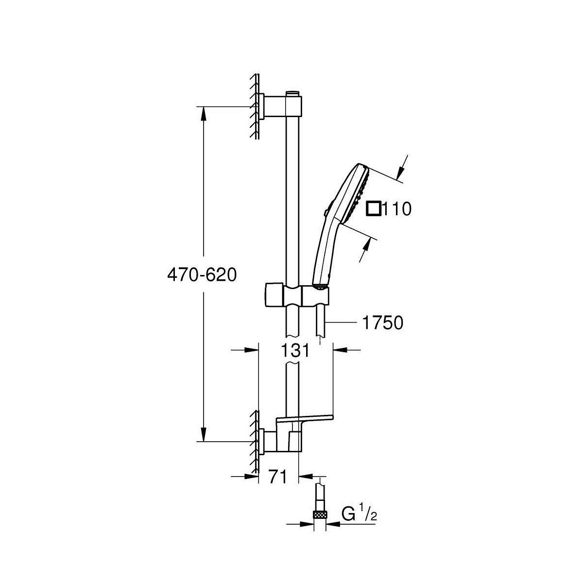 Grohe Brausestangenset Vitalio Comfort 110 2 Strahlarten (Rain, Jet) Bild 5