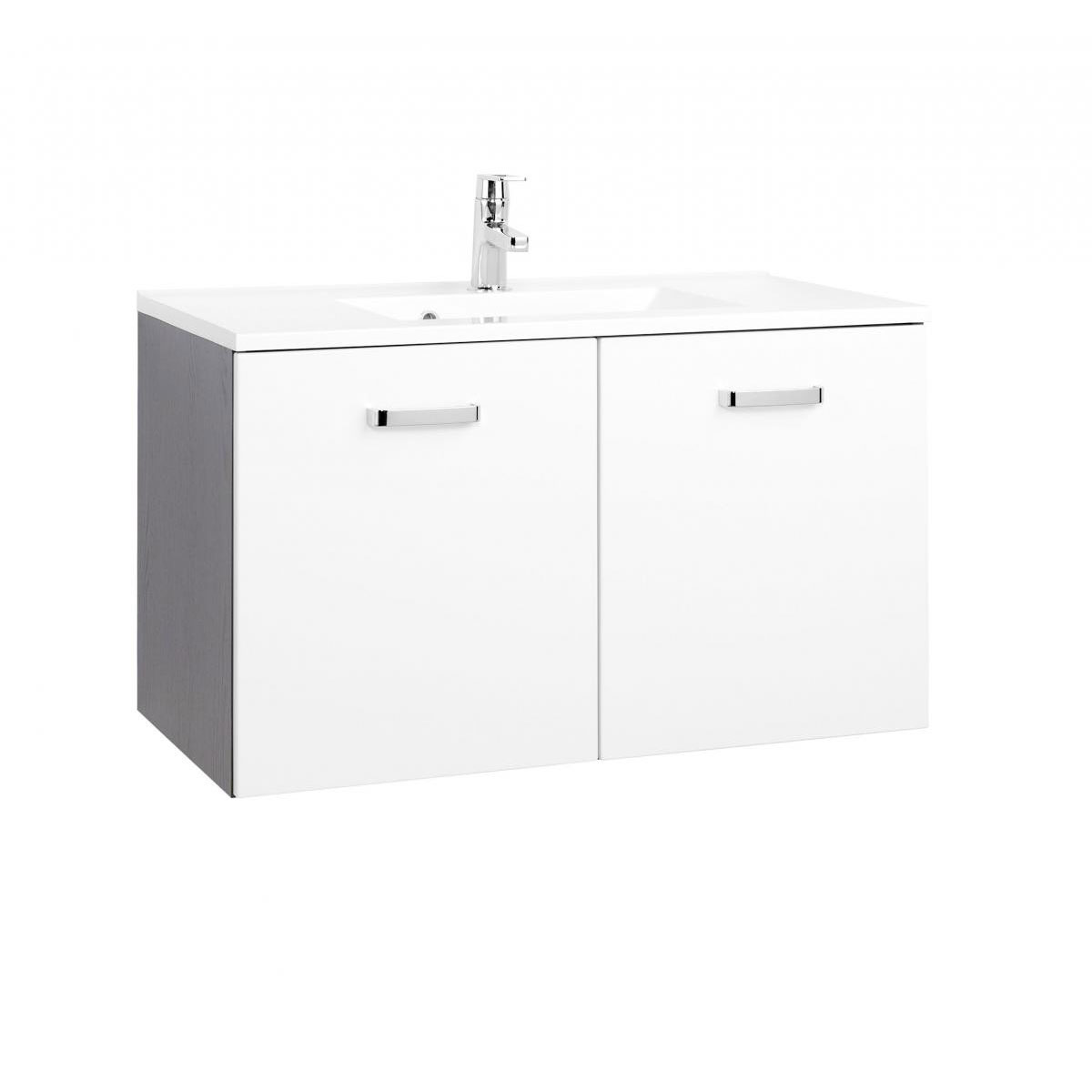 HELD Waschtisch 90 graphitgrau-weiß Hochglanz 2 Türen