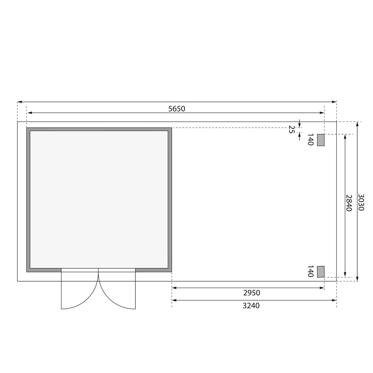 Karibu BBH Kandern 6 Set mit Anbaudach terragrau Bild 8
