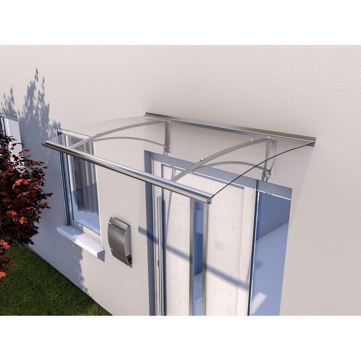 Durabil Pultvordach Typ PT/G gebogen Edelstahloptik 160 x 90 x 27 cm