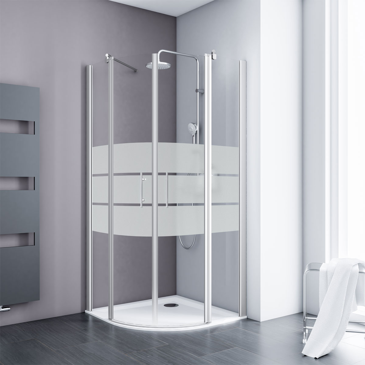 Schulte Runddusche mit Drehtür Alexa Style 2.0 90 x 192 x 90 cm ESG fixil