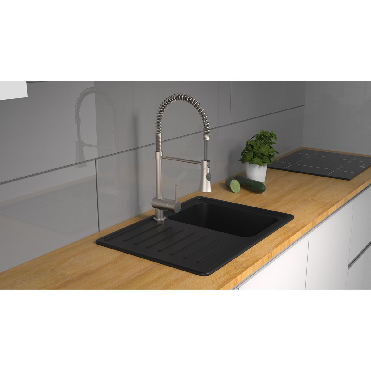 Schütte Design-Spültischarmatur Cornwall Spiralfeder Edelstahloptik Bild 3