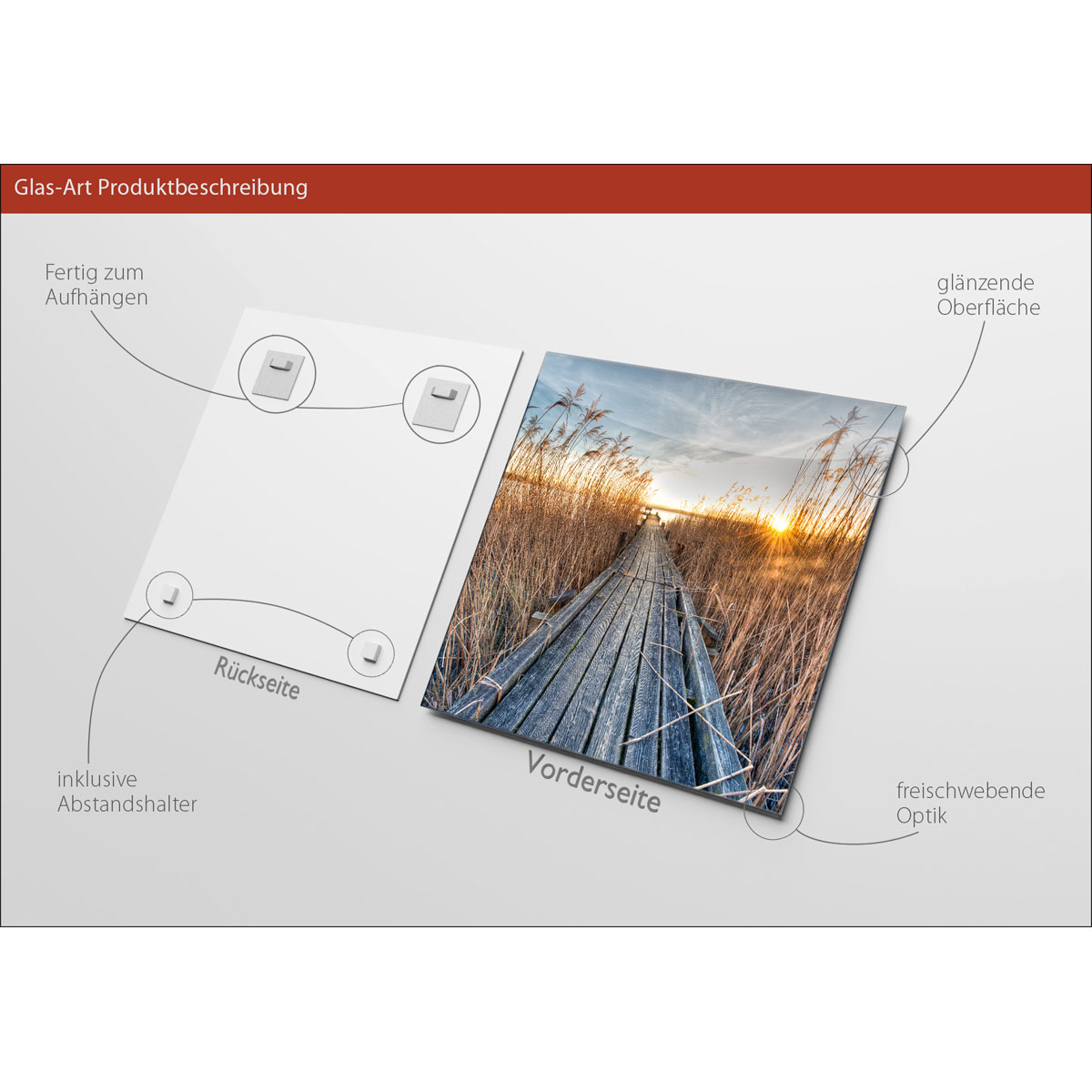 Glas-Art Way To The Sun 50 x 50 Glasbild Bild 3