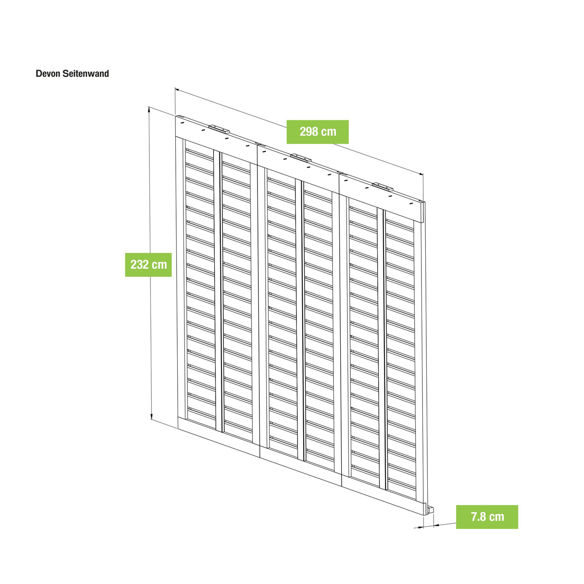 Westmann Seitenwand für Devon 12x12 und 12x14 8x298x232cm Natur Bild 8
