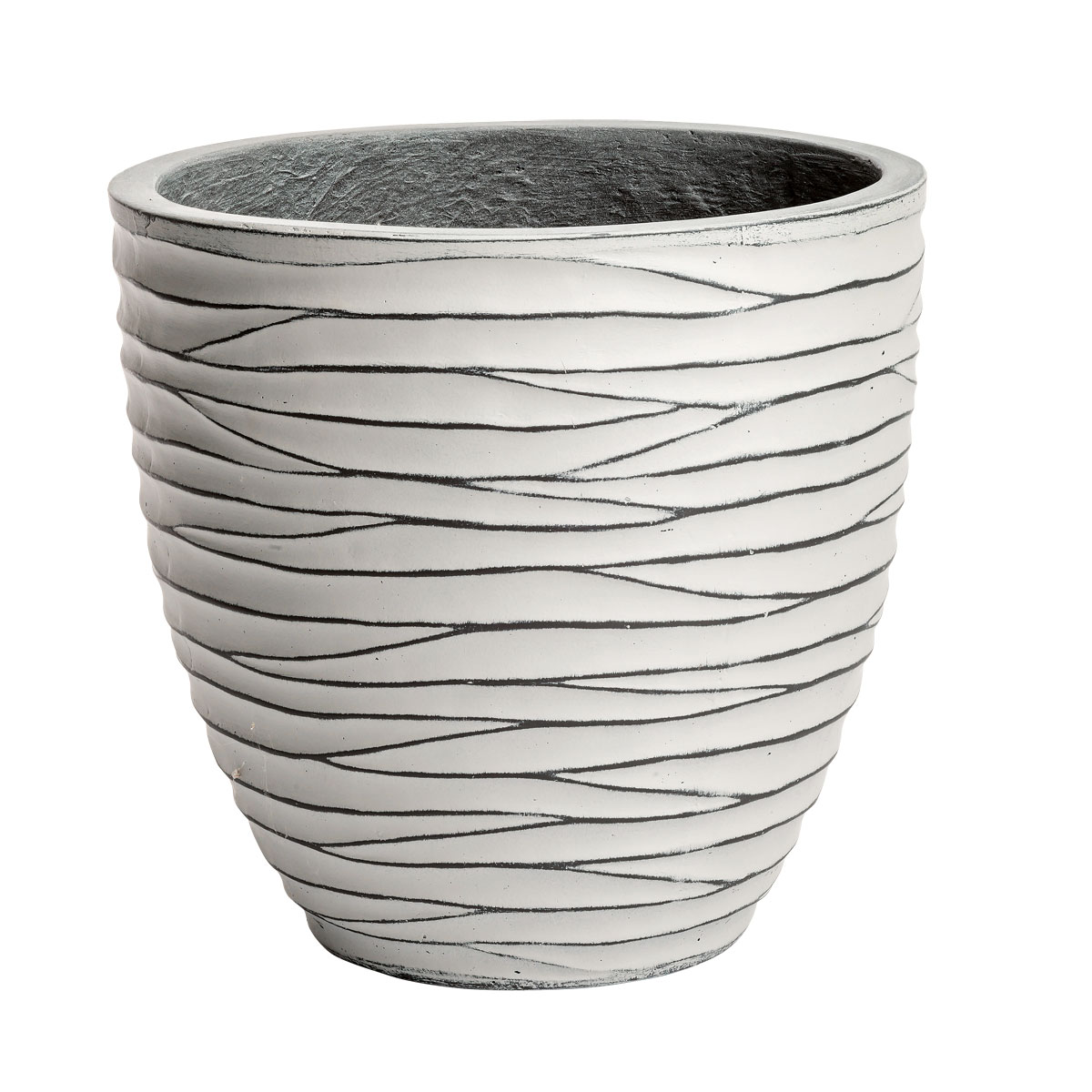 Haveson Pflanzgefäß Big Groove rund Durchmesser 54 x 48 cm Light cement