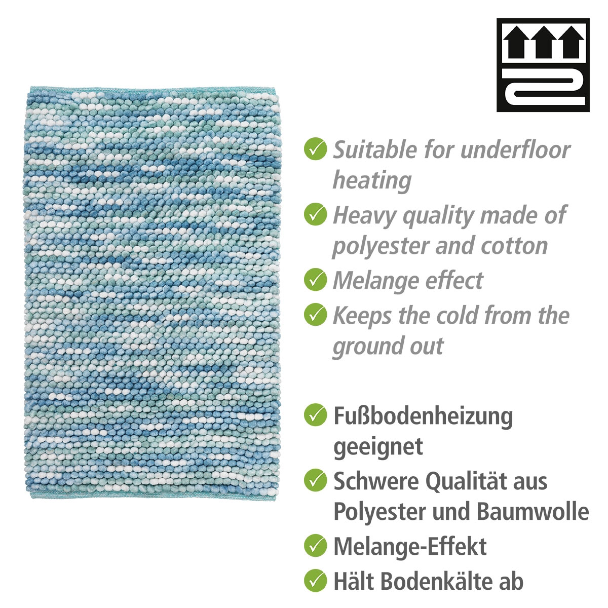 Wenko  Badteppich Urdu Aqua 60 x 90 cm Mit Melagne-Effekt Bild 2