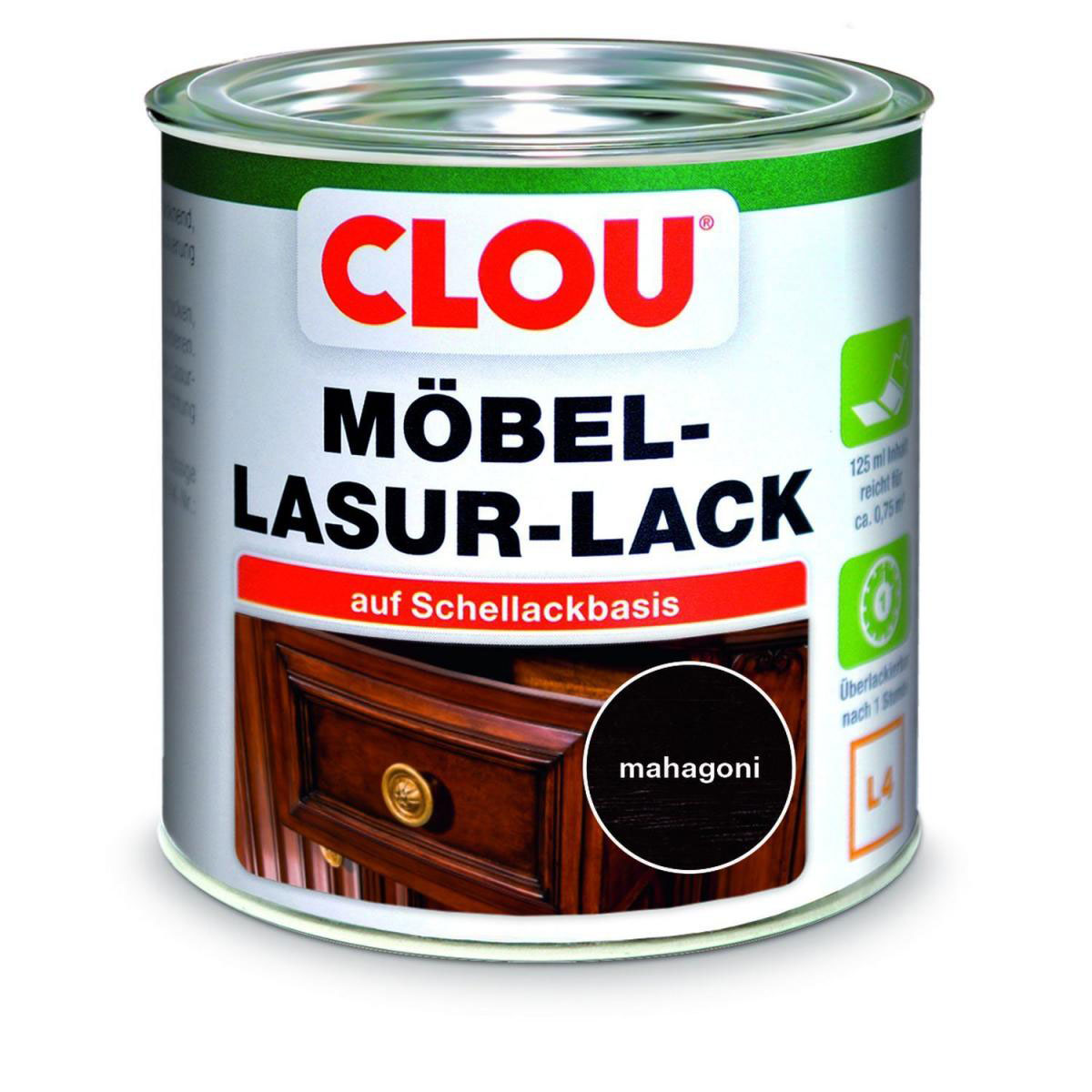 Clou L4 Möbel-Lack Mahagoni 125 ml Clou L4 Möbel-Lack Mahagoni 125 ml