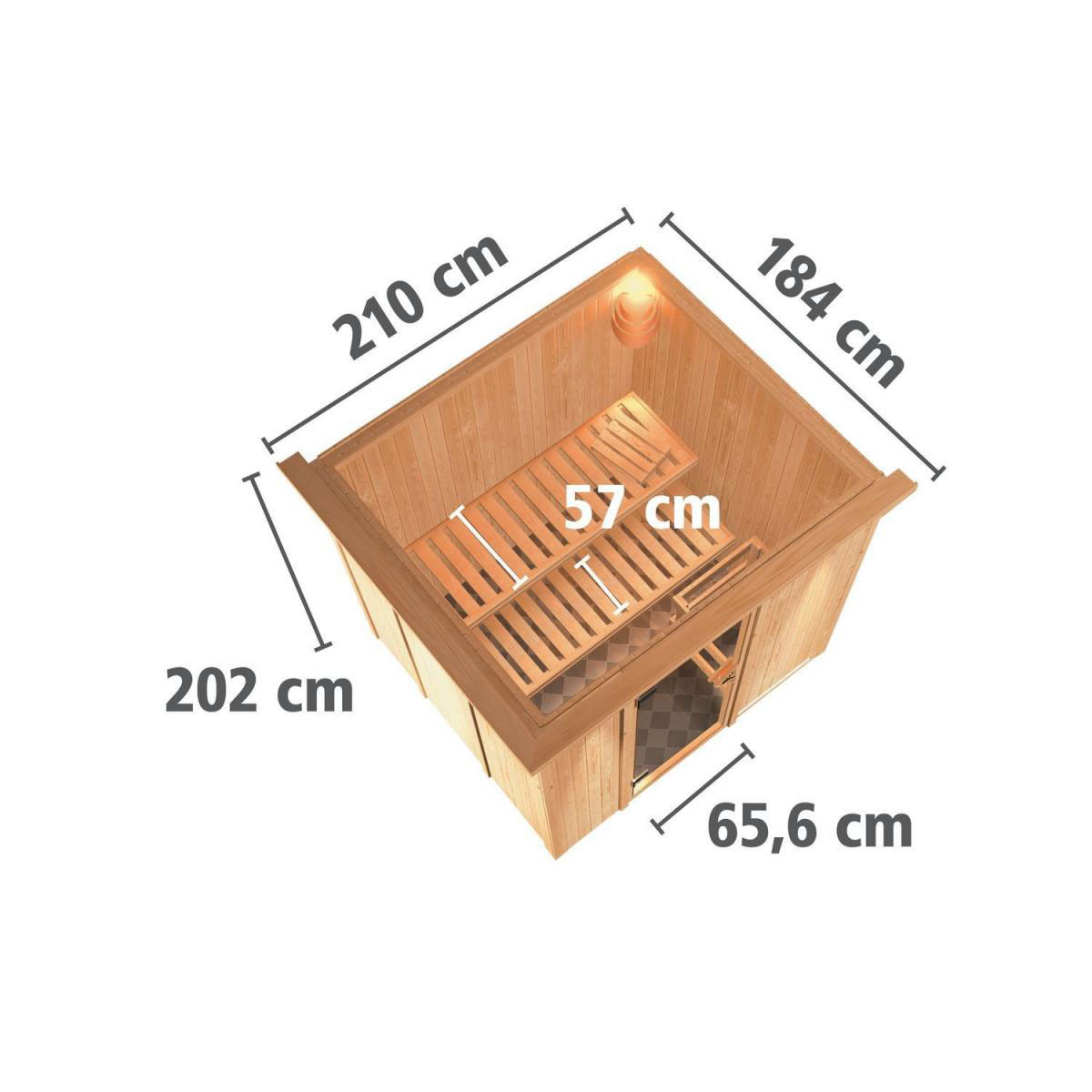 Karibu Sauna Daria Fronteinstieg 3,6 kW Ofen integr Strg mit Kranz graphitfarbene Glastür Bild 12