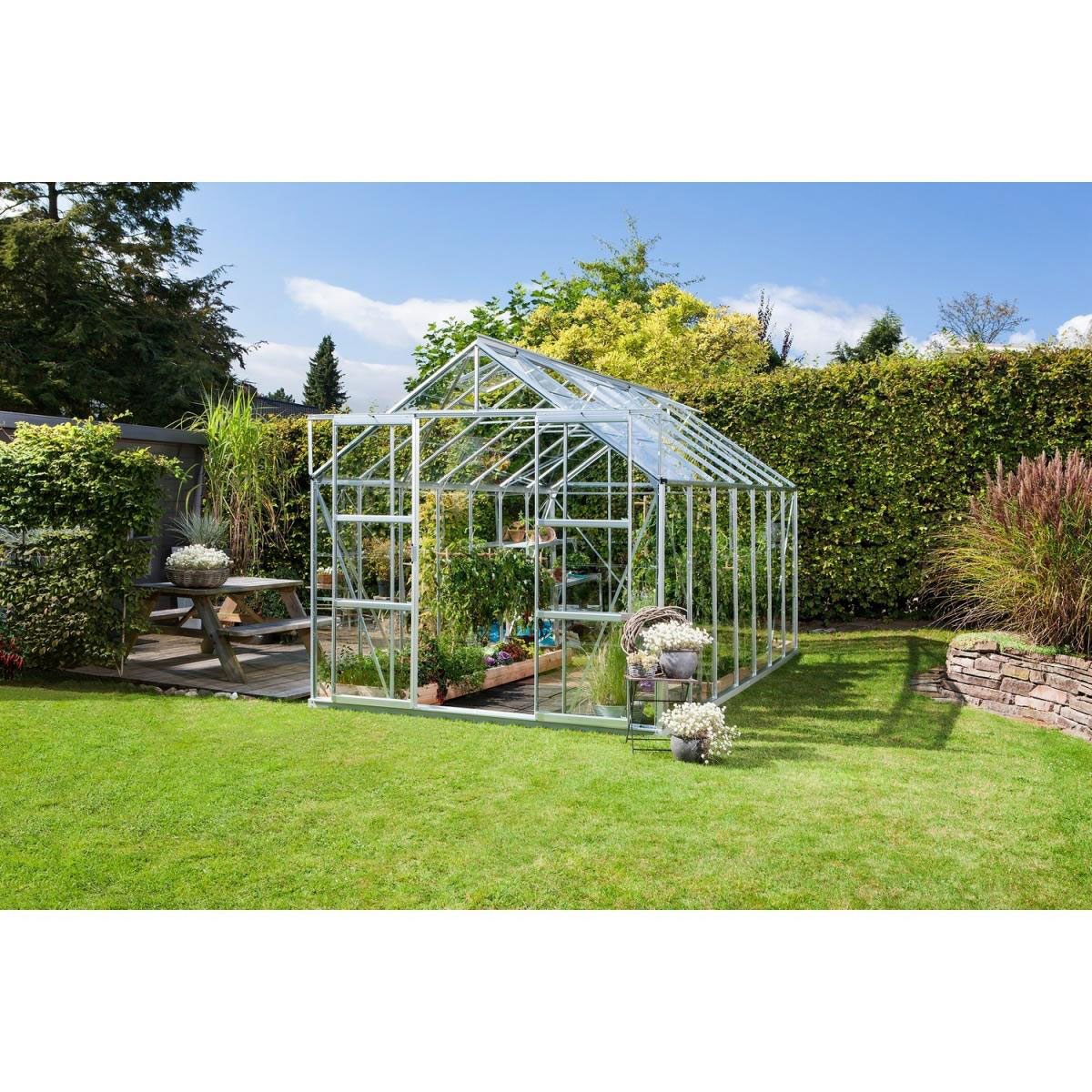 Vitavia Gewächshaus Uranus 11500 11,5m² 3 mm Einscheibensicherheitsglas silber