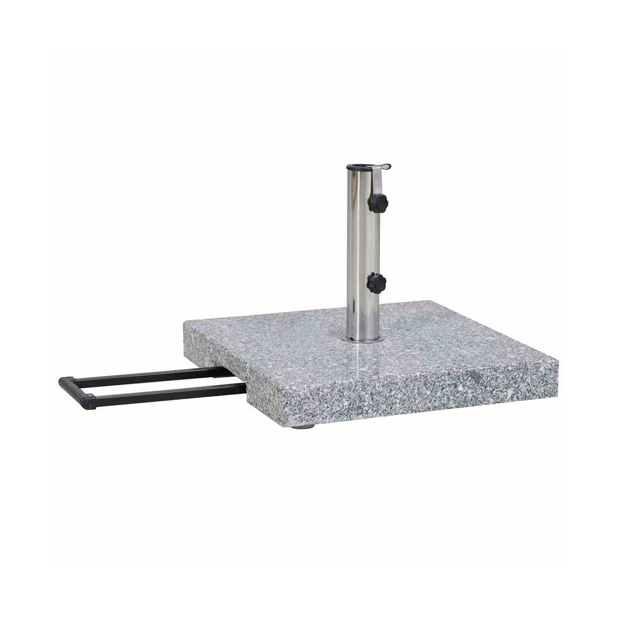 Siena Garden Granit-Schirmständer 45 kg, 50x50x9 cm, hellgrau, für Schirmstock-Ø 25-48 mm, inkl. Rollen